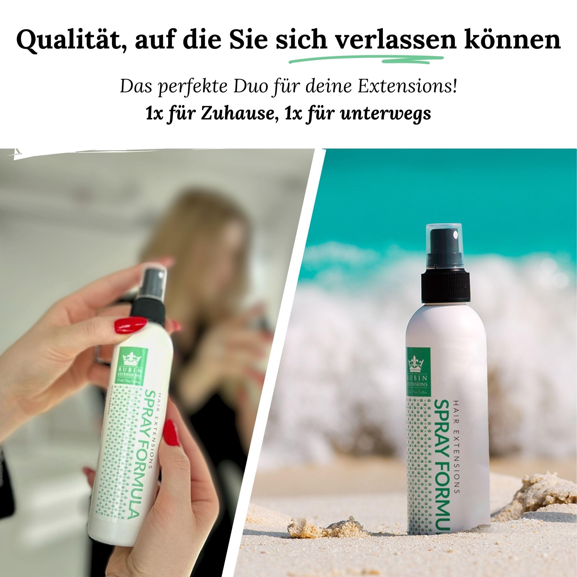 2-Phasen Spray Pflege für Extensions Echthaar | Hochkonzentriertes Keratin, Collagen & B5 | Schutz & Glanz für Tape Extensions Echthaar | Ideal für Haarverlängerung Echthaar & Echthaar Zopf | 2Pack