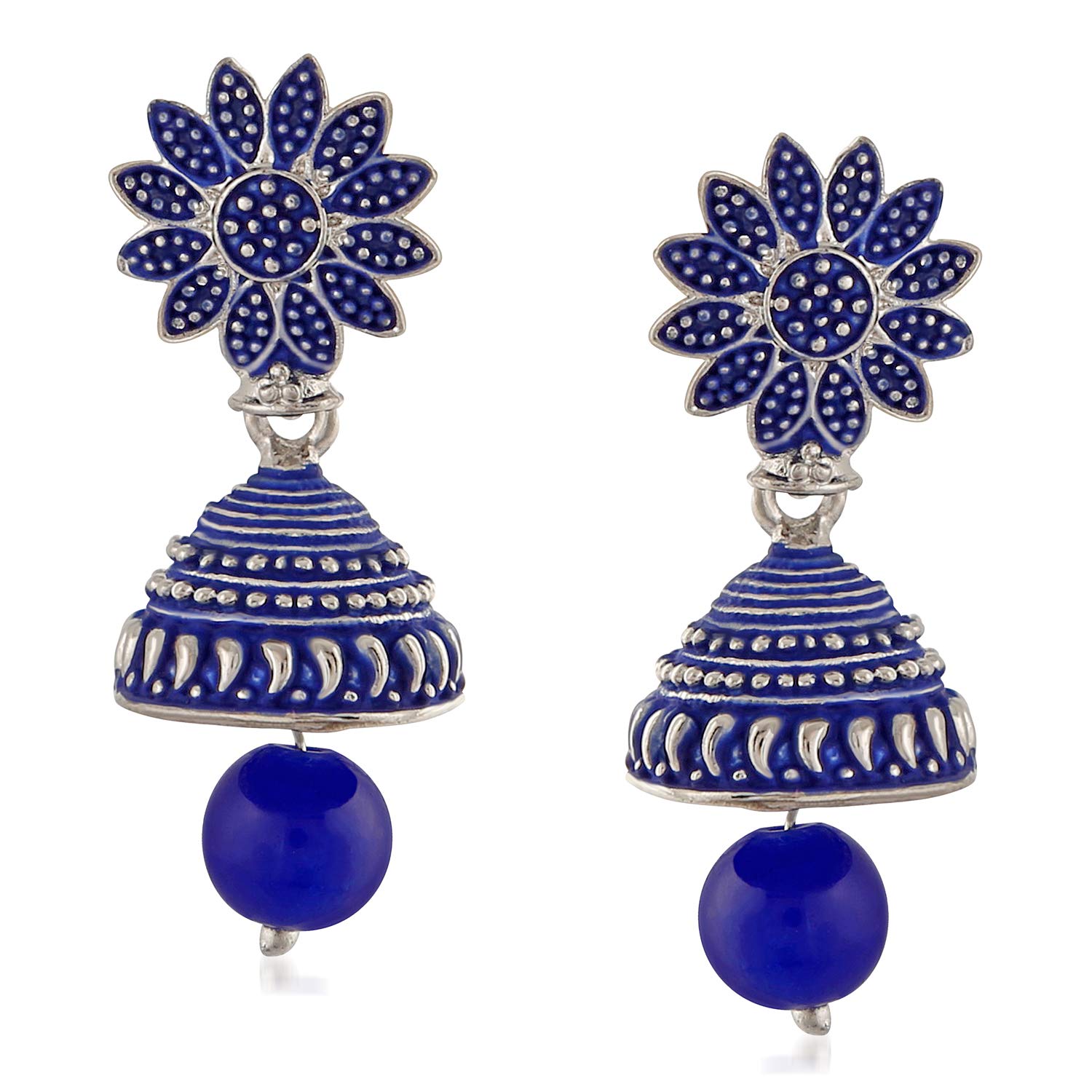 Mahi Meenakari Work Blue Artificial Bead Floral Jhumka Drop Earrings for Women (ER1109684R) (B08WLXDJFY) Amazon Price History, Amazon Price Tracker