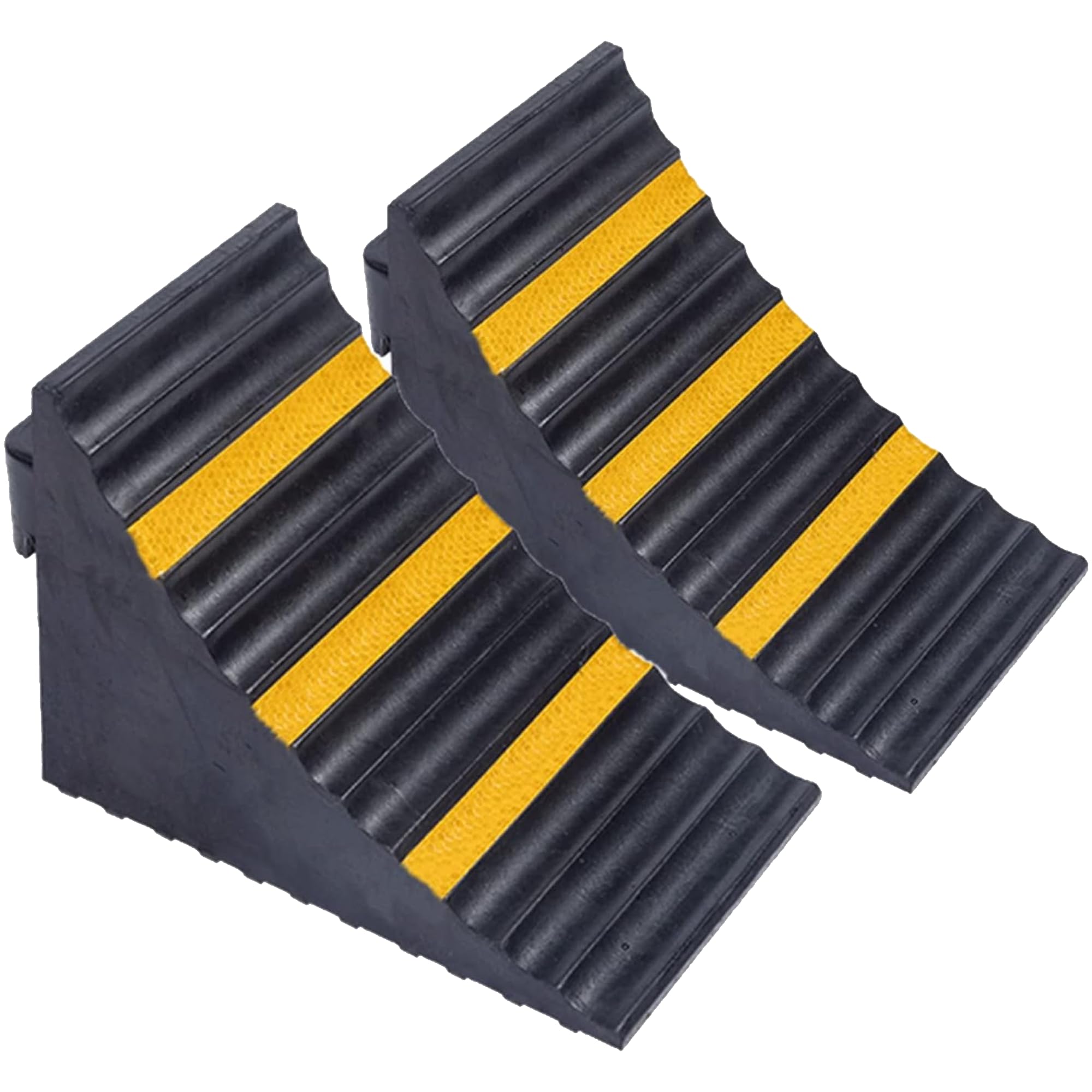 uyoyous Set di 2 cunei per ruota in gomma per auto resistente, bloccanti ruota con strisce riflettenti e maniglia per il trasporto, 25 x 16 x 19 cm, per campeggio auto, rimorchio, auto
