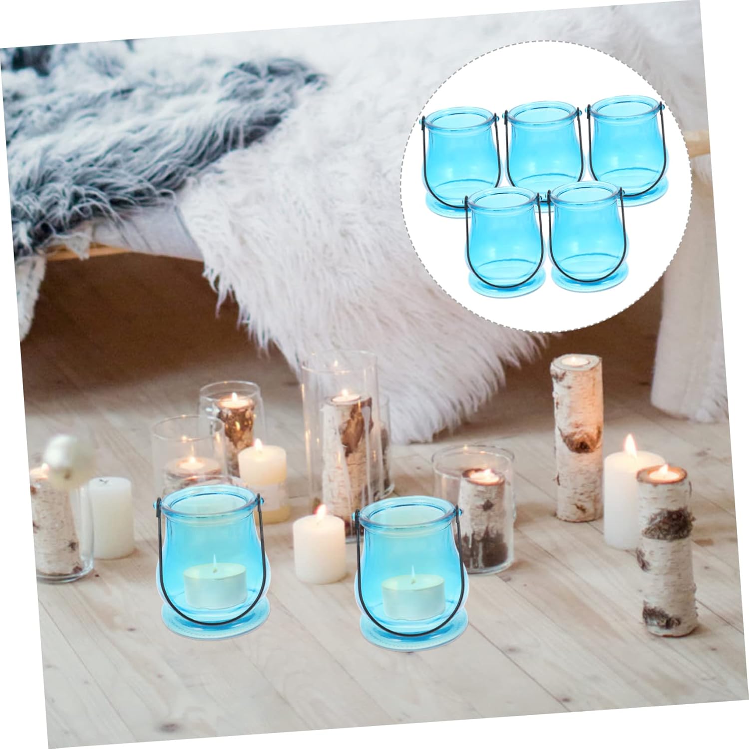 5pcs Hanging Glass Candle Holder Multi- Candle Sconces for Tea Lights Home Decor and Celebrations for Birthdays Mother Day and Housewarming