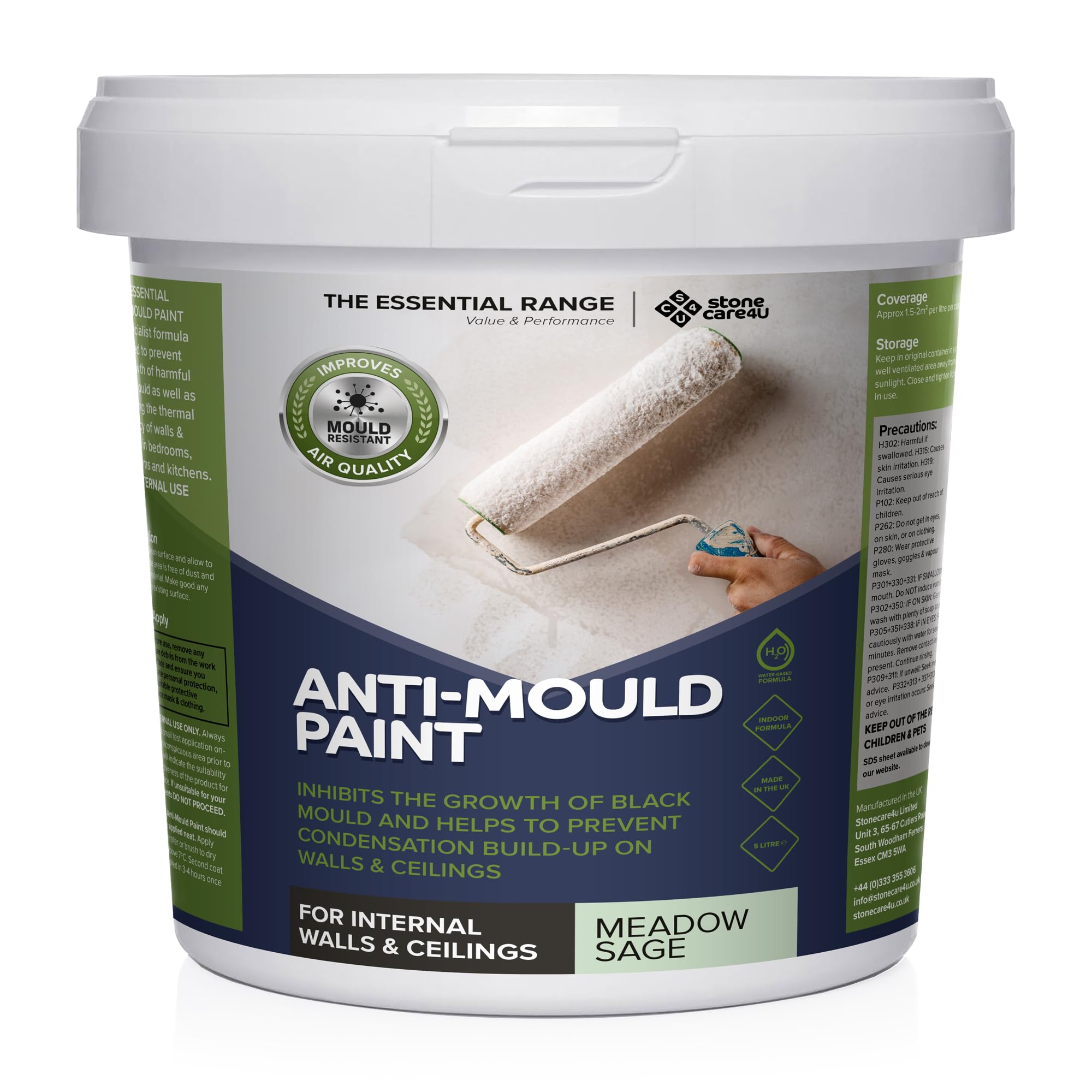 Stonecare4u Essential Walls & Ceilings Meadow Sage Matt Anti Mould Paint 5L