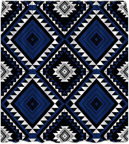 Miniatura 9 de Cortina de ducha azteca, bohemio, negro, blanco, abstracto, tribal, suroeste, navajo, nativo, geométrico, granja, retro, decoración occidental,