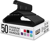 UTOPIAHOME Plastic Hangers 50 Pack Black - Space-Saving Closet Organizers, Durable Strong Clothes Hangers with Shoulder Grooves