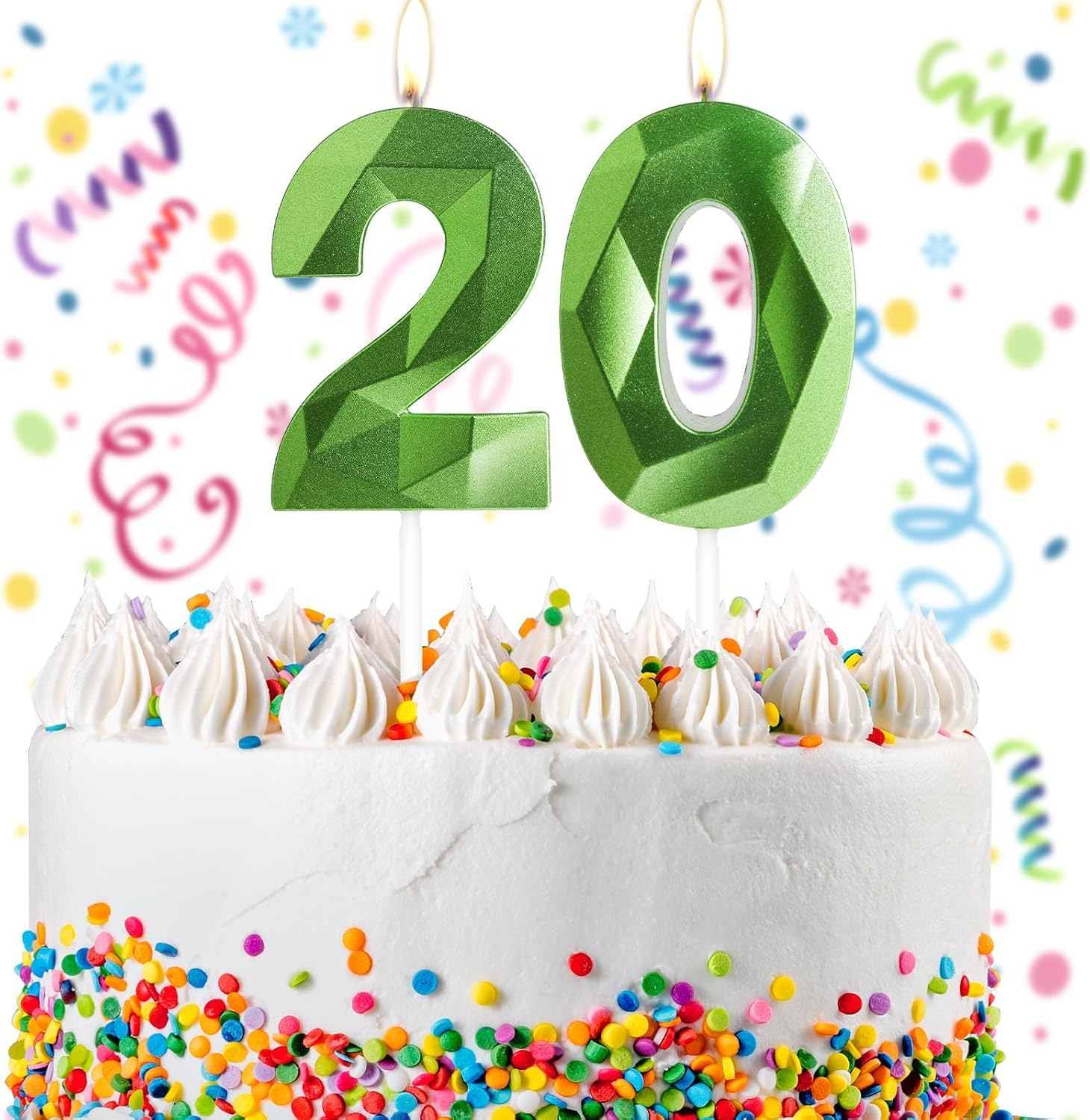 15th Birthday Cake Candles - Number 15 Candles Set For Party Decorations (Green) - View #8