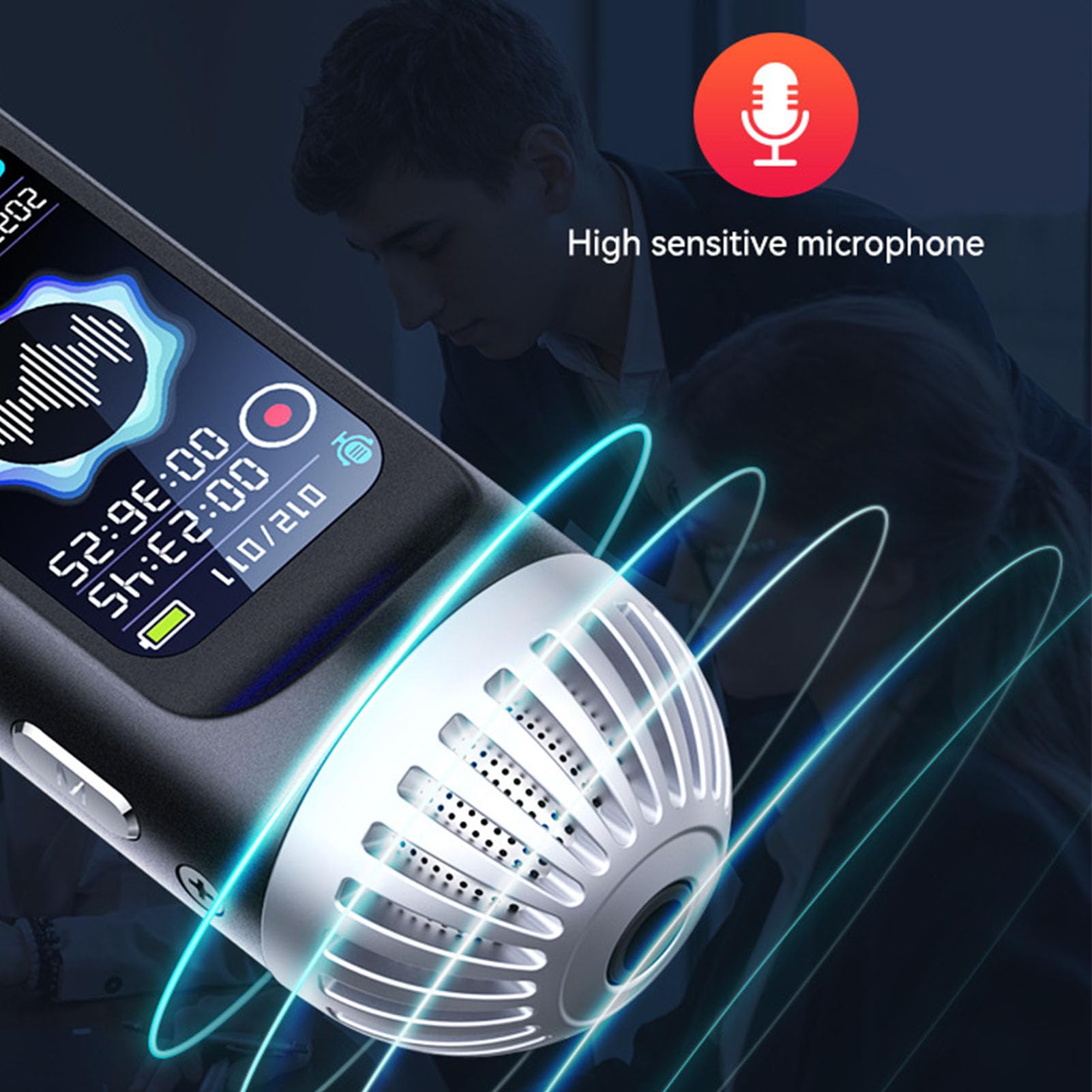 Grabadora Activada por Voz, Reducción de Ruido Grabadora de Voz Portátil de Reproducción de Música HiFi con Micrófono para Reuniones (64GB)