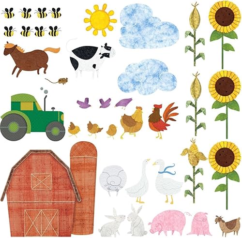 My Wonderful Walls Calcomanías de pared de granja, 38 calcomanías con temática de granja para guardería de bebés y habitaciones de niños