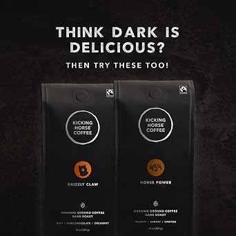 Kicking Horse Coffee Kick Ass, Dark Roast, Ground, Certified Organic, Fairtrade, Kosher, Black, 284 g, Pack of 6