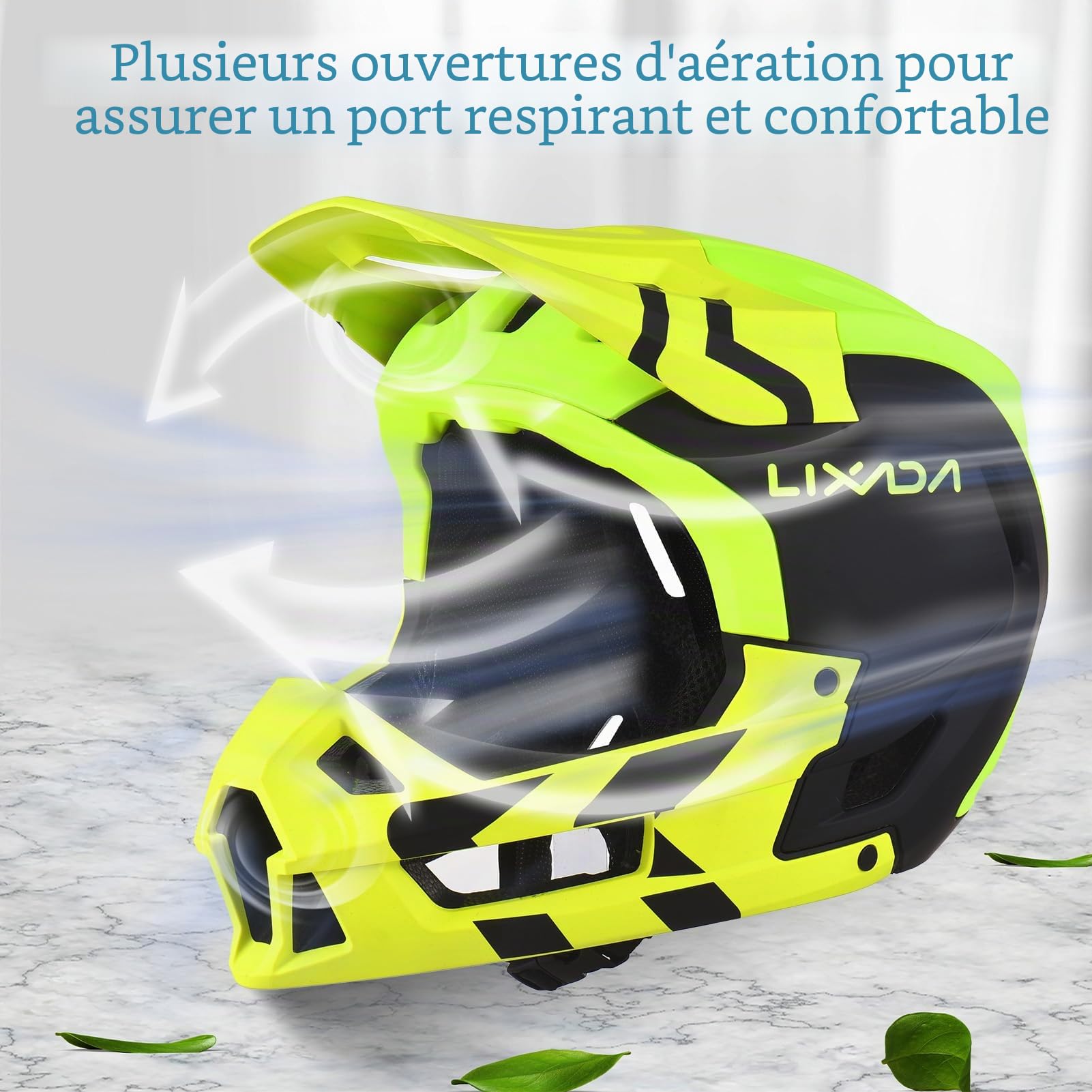 Lixada Casque intégral pour Adulte, Casque de vélo de Montagne, Casque de Course, Casque de Descente, Casque de VTT léger ventilé pour Homme et Femme 61-62 cm/59-60 cm