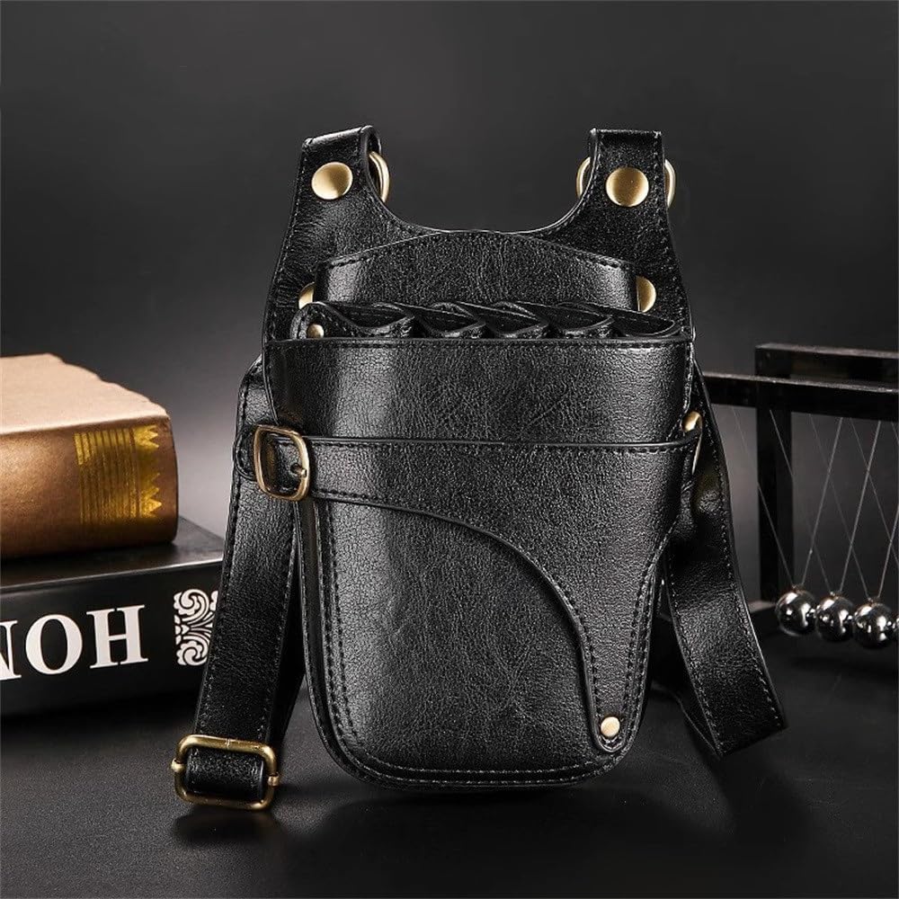 FDEFIRTFG Hairdressing Tool Belt Bag, Crossbody Bag Pet Hairdressing Scissor Pouch Tool Storage for Hairdressers(Noir)