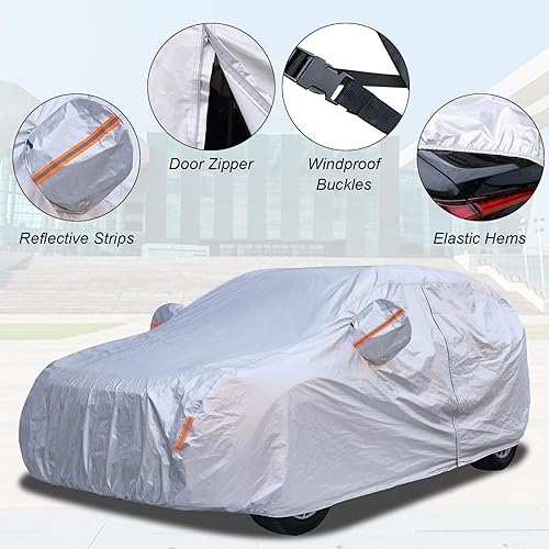 Miniatura 7 de Funda impermeable para automóvil para todo tipo de clima, para exteriores, protección solar, cubierta exterior completa, para sedán, resistente,