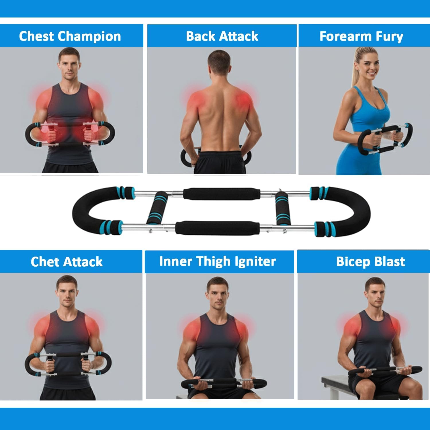 Twister Arm Trainer, Adjustable Resistance 70–130 lb Chest & Arm Workout Equipment with Hand Grips for Men & Women, Portable Upper Body Strength Trainer for Home & Gym (2/4 Spring Resistance)