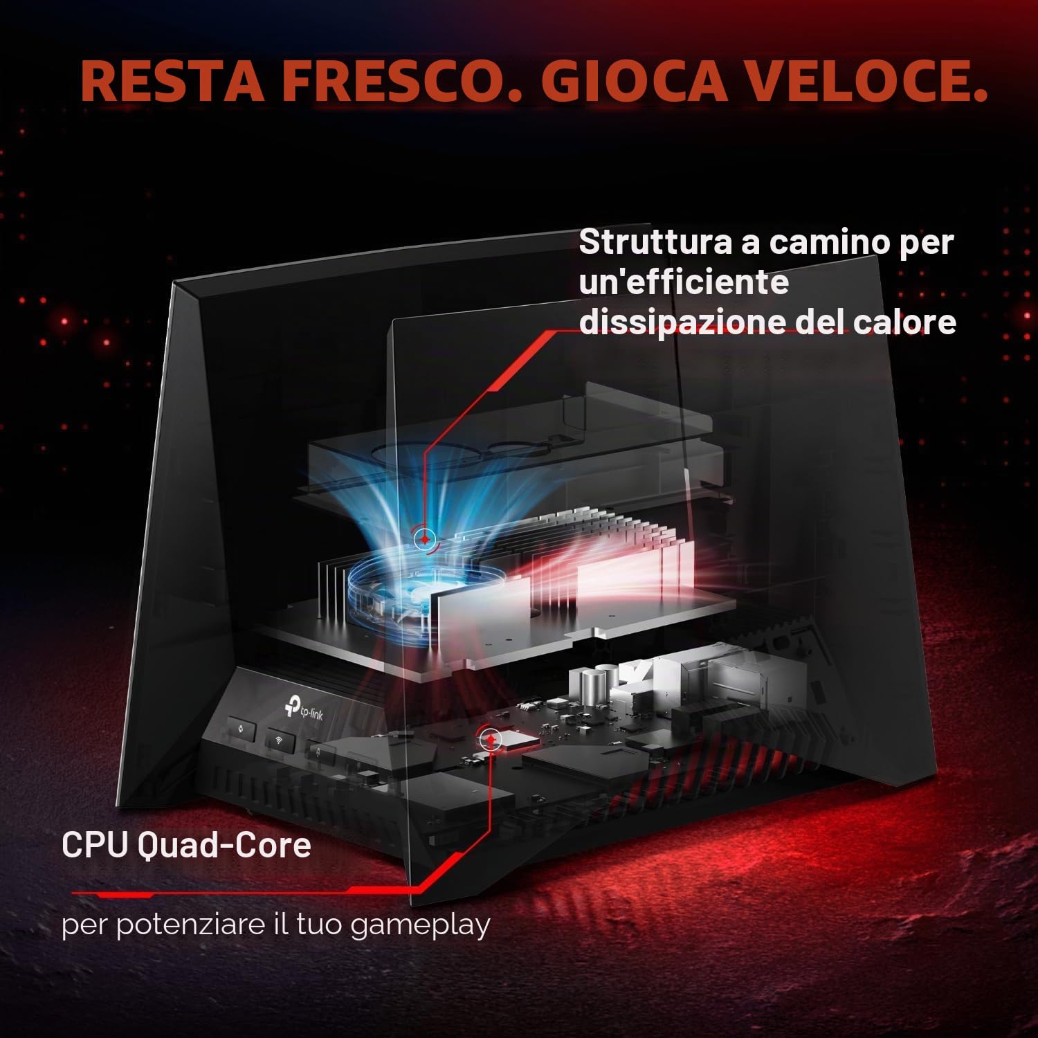 TP-Link BE19000 Tri-Band Wi-Fi 7 Gaming Router Archer GE800 | 12-Stream 19Gbps | 2×10G + 4×2.5G, USB 3.0 | accelerazione Turbo, porta e pannello dedicati per giochi, illuminazione RGB | EasyMesh,