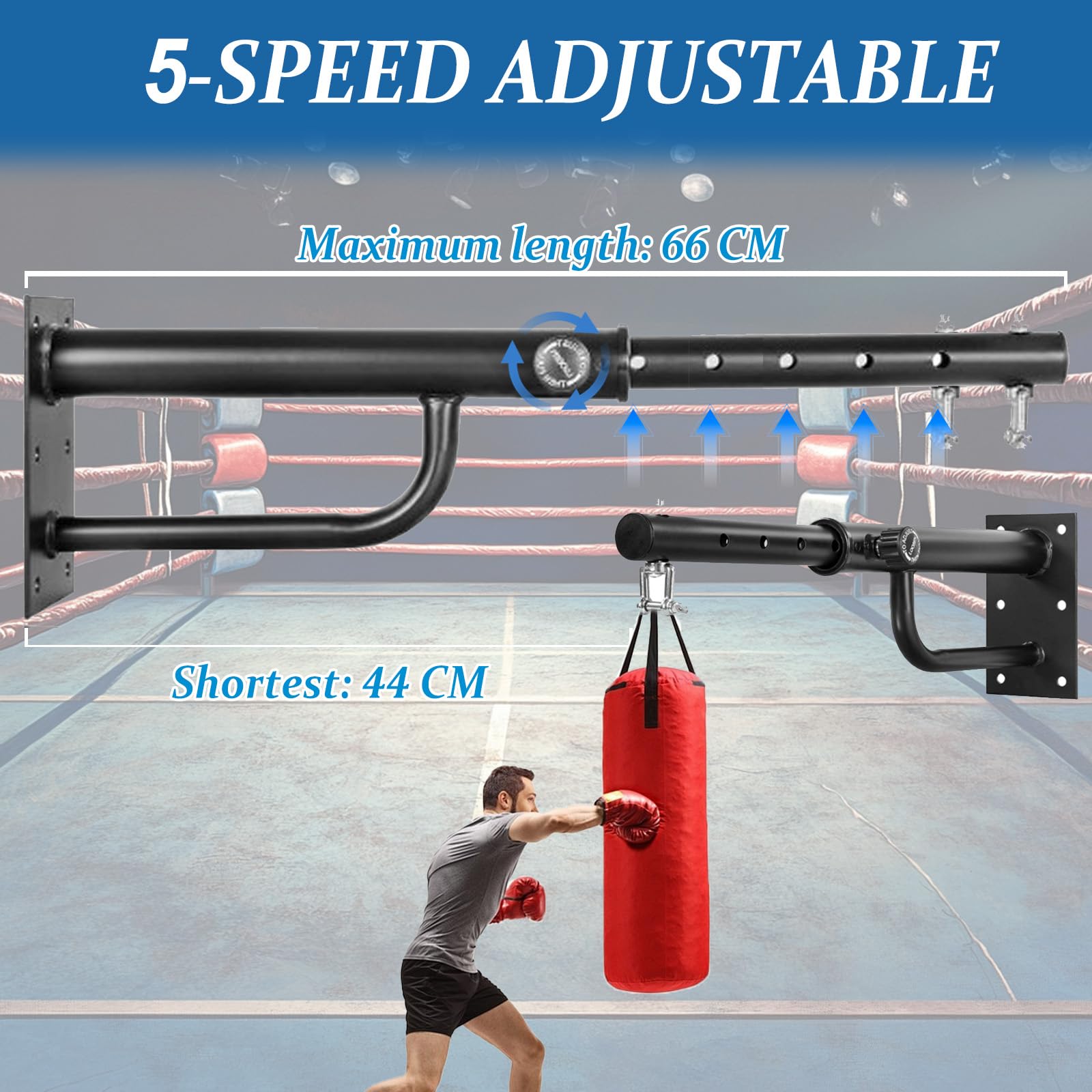 HAMON Soporte de pared para saco de boxeo, resistente soporte para saco de boxeo, giratorio 360°, soporte de pared, longitud ajustable, saco de boxeo, suspensión para casa, gimnasio, capacidad de
