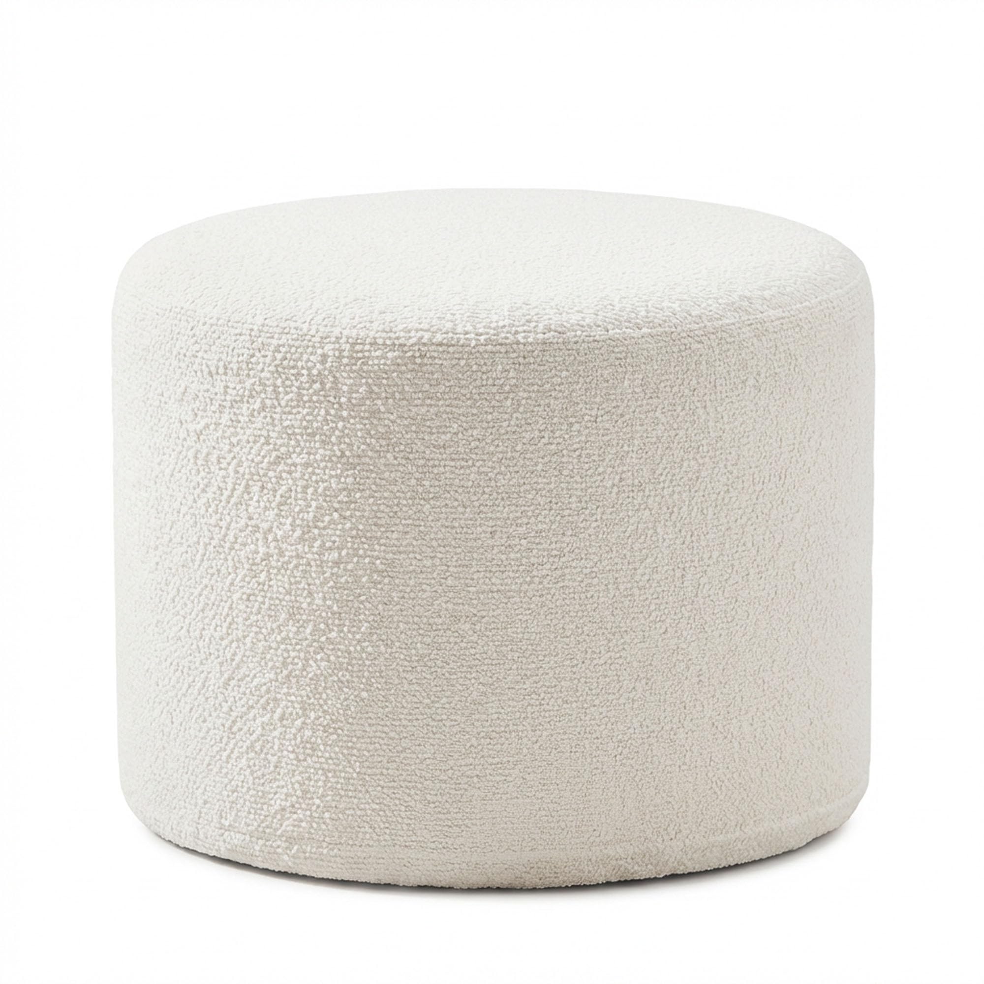 SOARS Pouf Ottomano Imbottito, Ø45 x 35 cm Poggiapiedi Rotondo con Tessuto in Filato Bouclé, Schiuma Morbida e Rivestimento Removibile, Poggiapiedi Divano per Camera da letto e Soggiorno, Beige
