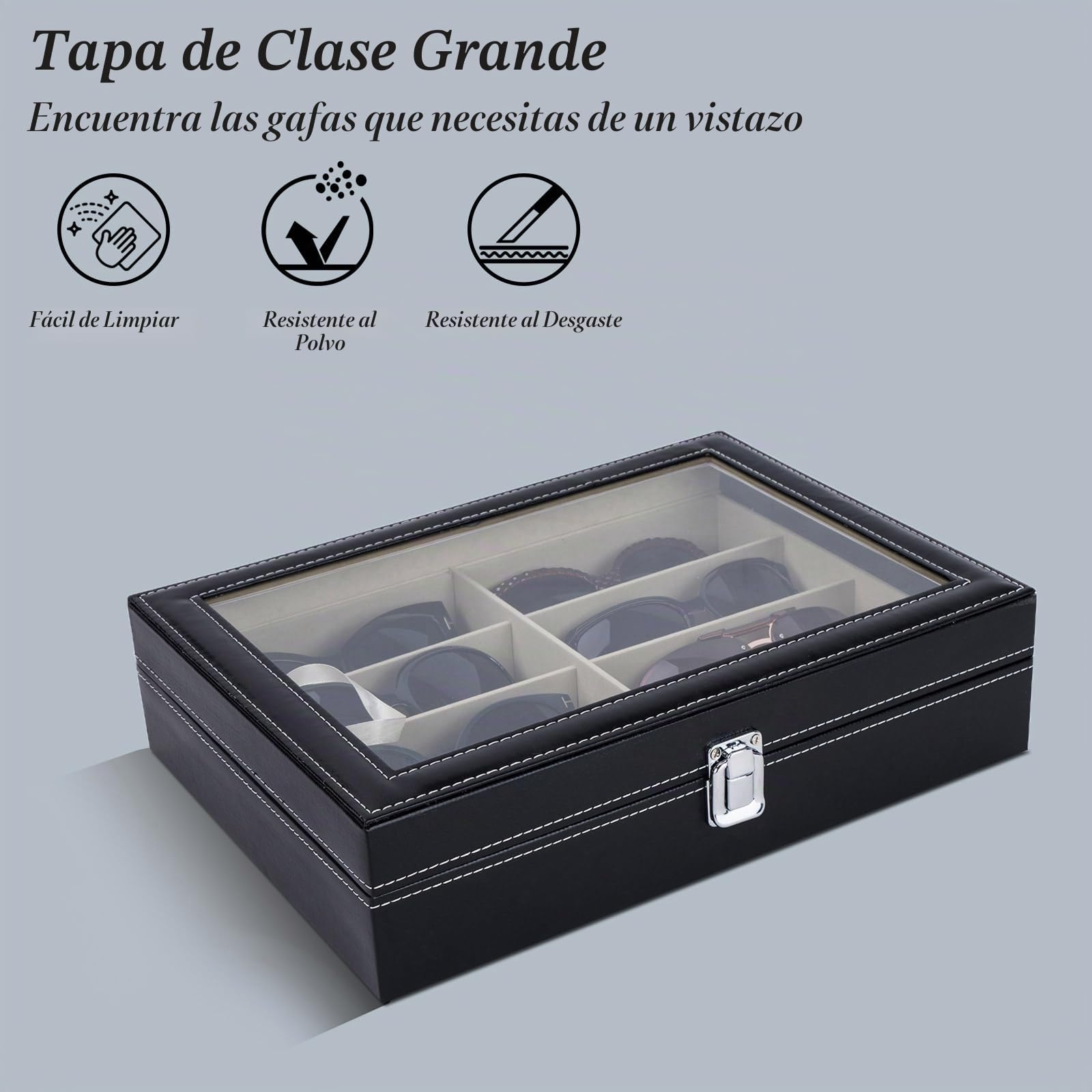 AUTOARK Organizador de Cuero de la Vitrina de Las Gafas de Sol del Almacenamiento de Las Gafas de