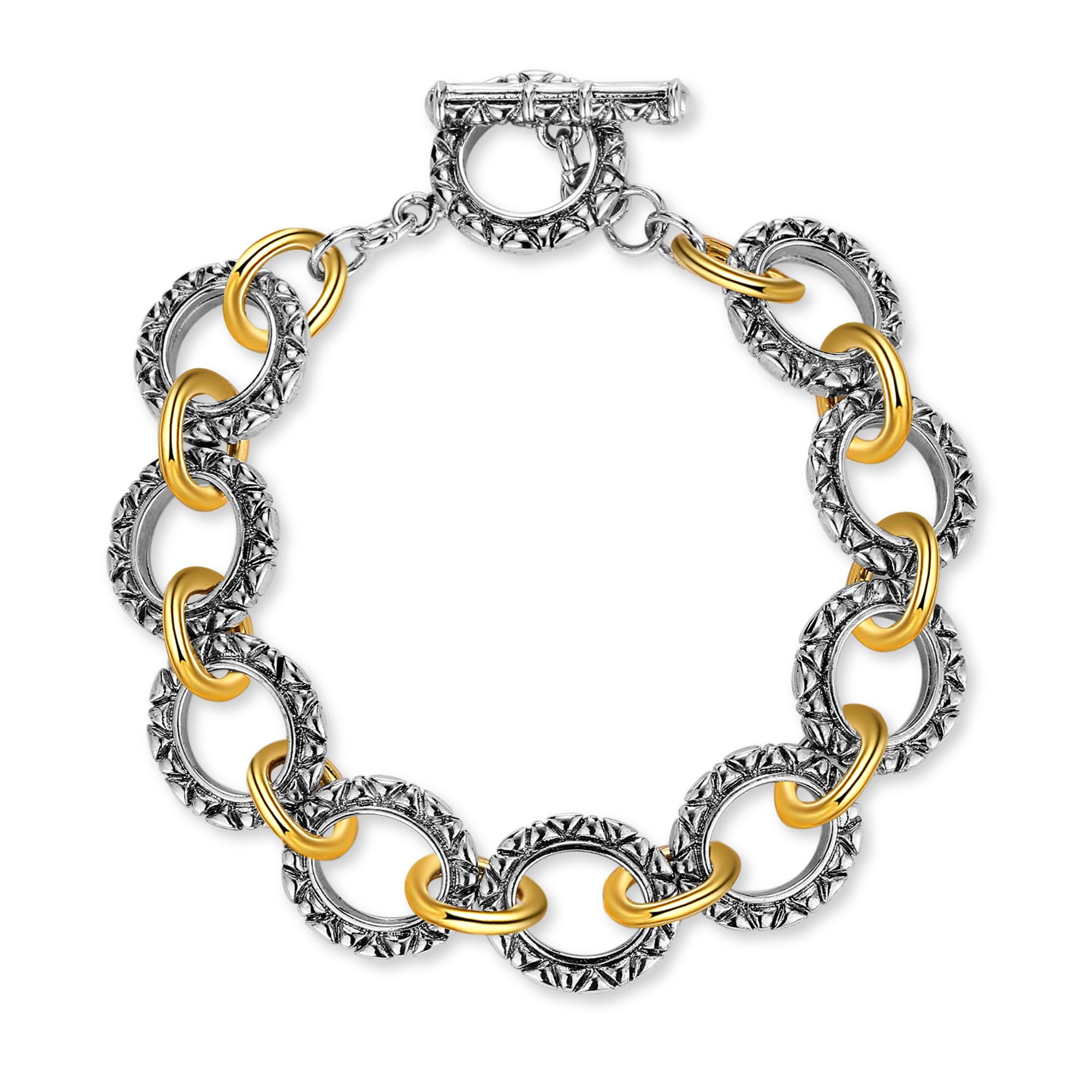 Gold and Silver Bracelet Two Tone Twisted Chain Link Bracelet Silver  Statement Chunky Bracelets for Women Jewelry