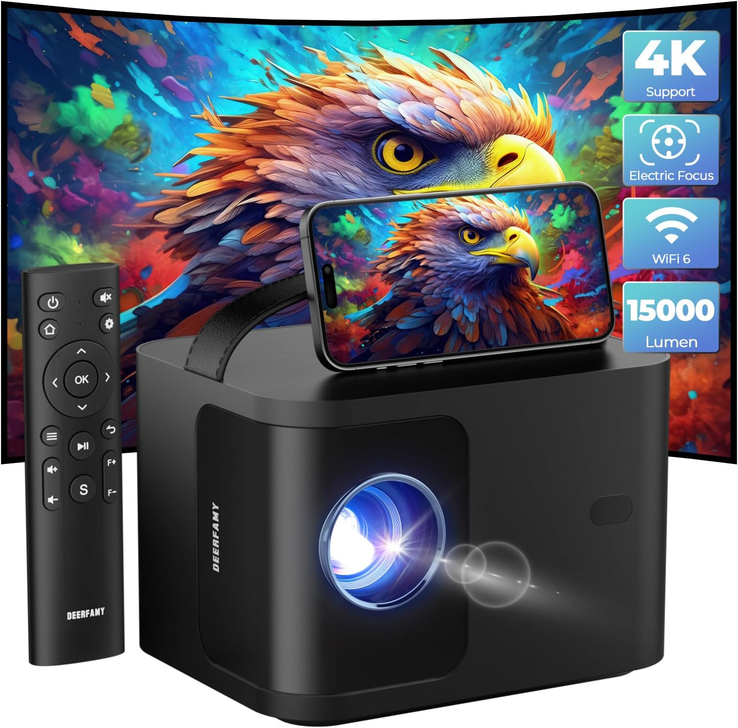 Beamer WiFi Bluetooth 5G mit Gehäuse, 10000 Lumen Full HD 1080P Native 4K Kompatibel, iZEEKER Beamer Tragbarer Heimkino 300'' Bildschirm für iOS/ Android/PC/PS5/TV Stick/Xbox