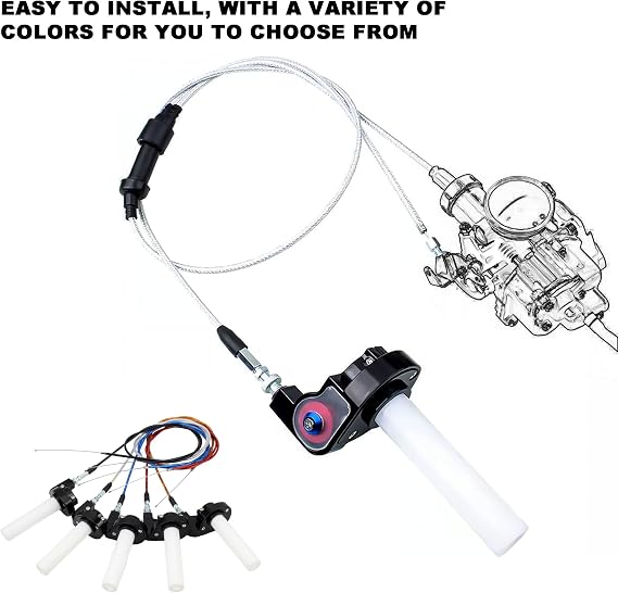 7/8 22MM Handlebar Grips Throttle,Motorcycle Throttle Handle Grips with Throttle Cable 1200MM for Motocross ATV Quad Dirt Bike Handlebar Refit Orange