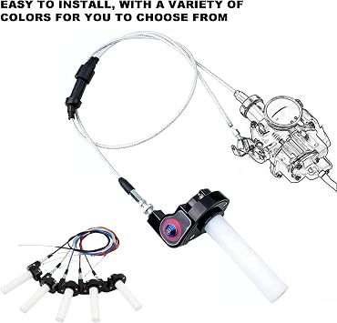 7/8 22MM Handlebar Grips Throttle,Motorcycle Throttle Handle Grips with Throttle Cable 1200MM for Motocross ATV Quad Dirt Bike Handlebar Refit Orange