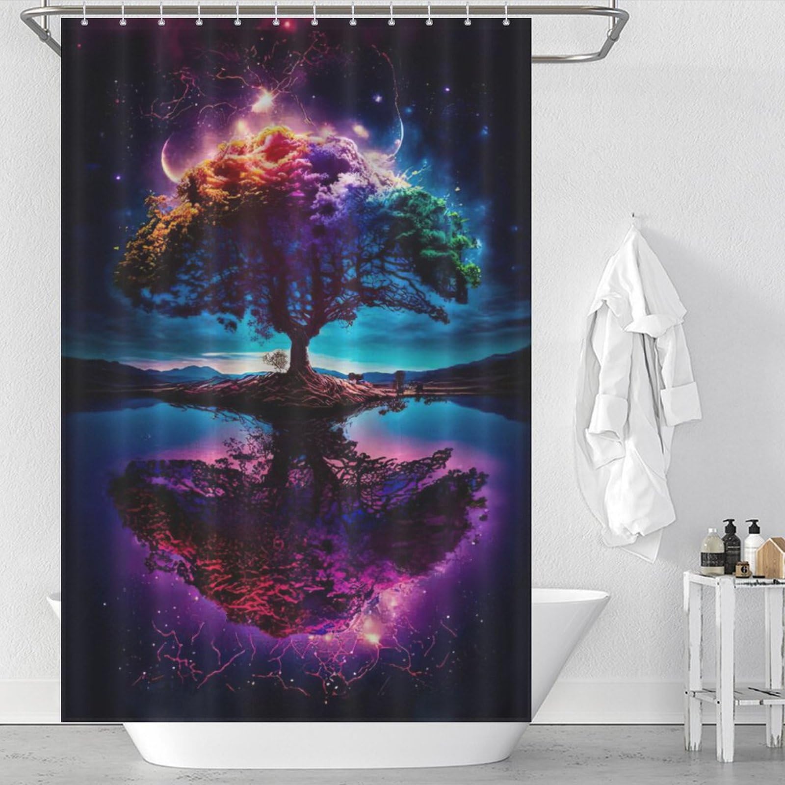 Rideau de douche Arbre de Vie Cosmique en polyester imperméable lavable 122x183cm