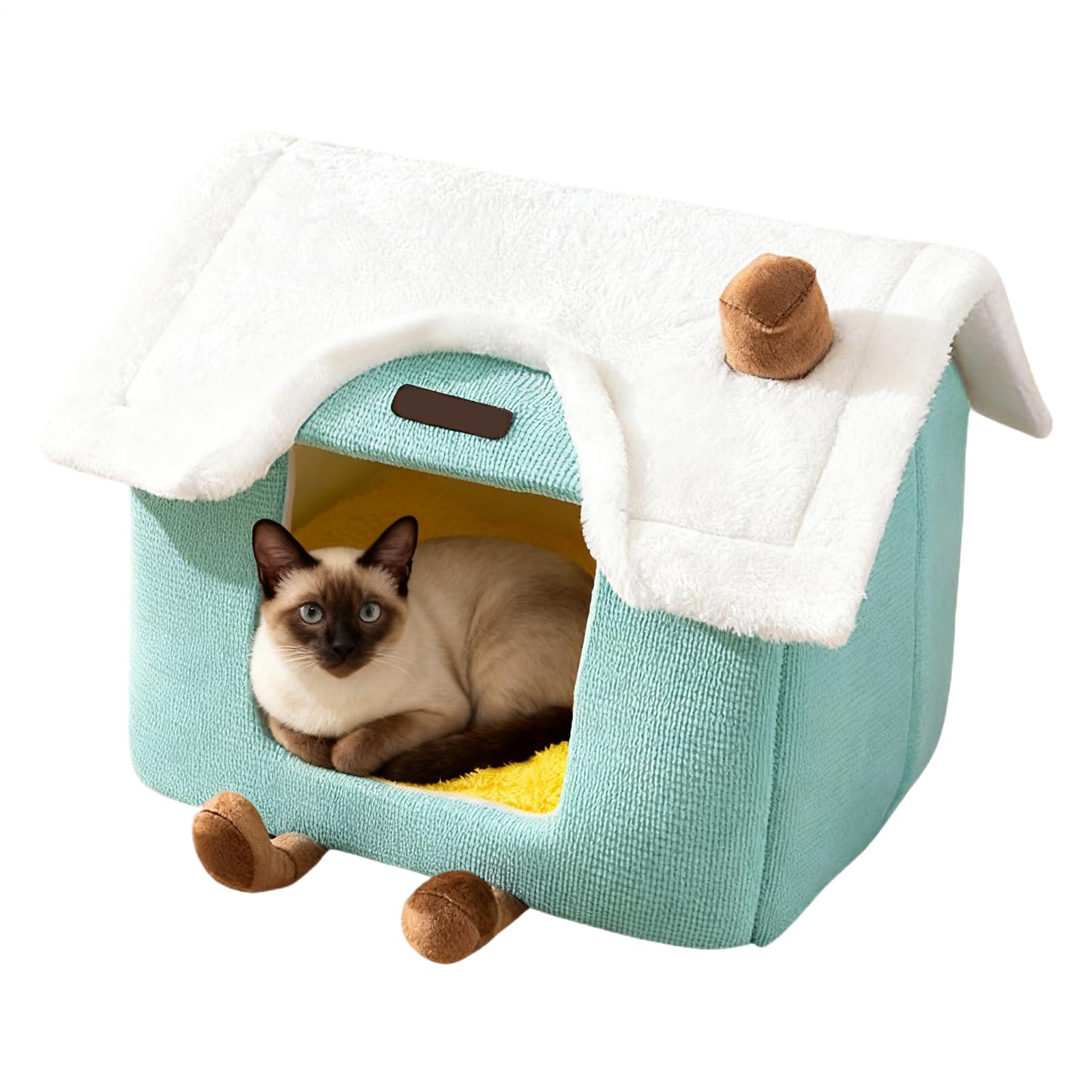 Niche couverte chat et petit chien avec coussin amovible pour intérieur