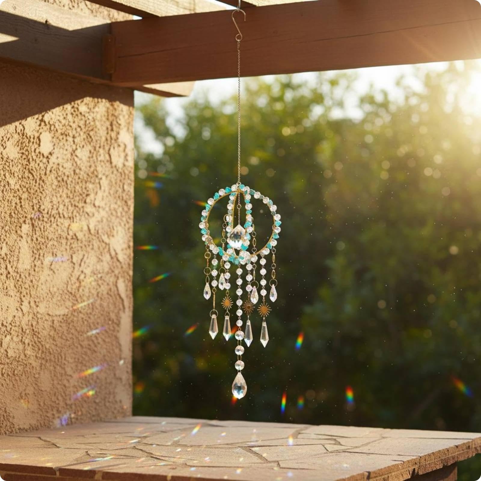 Sunlight Crystal Catcher Light Catching Crystal Suncatcher Glittering Color Scatterer for Garden, Patio Turquoise-image-17