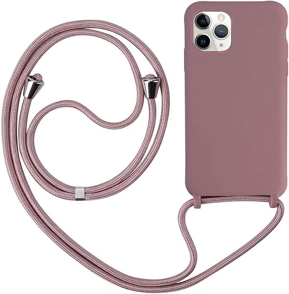 Cover Compatible con iPhone 12/12 Pro(6.1"),Cellulare Girocollo Custodia con Cordino TPU corda Silicone Case Bumper per iPhone 12/12 Pro(6.1") Custodia-Rosa Oro - 1