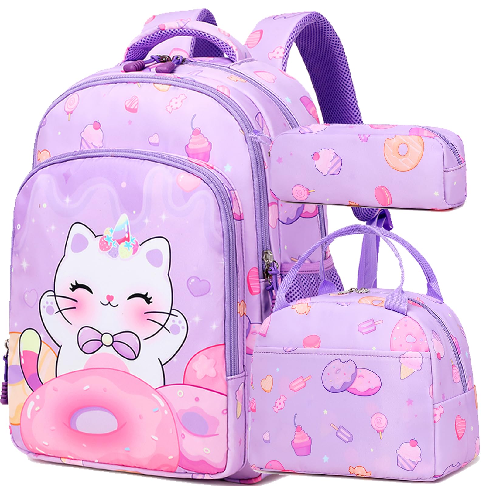 Girls' Elementary School Backpack with Lunch Box - Back to School Bag Bookbag