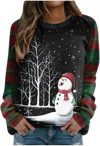 Amazon.com: Sudadera de Navidad para mujer, diseño de árbol de Navidad,  cómoda, con cuello redondo, manga larga, para día festivo : Ropa, Zapatos y  Joyería