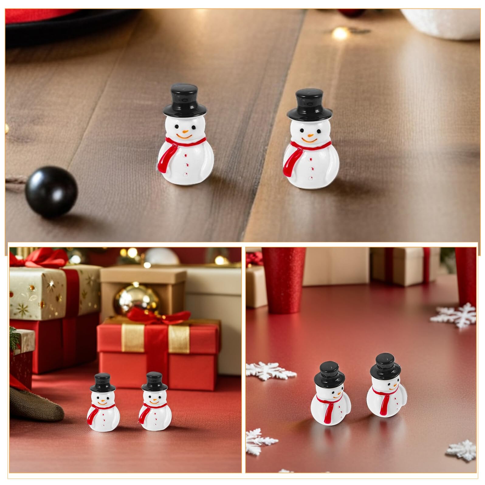 VALICLUD 100piezas Decoración de Mini Muñeco de Nieve Figuras de Resina para Manualidades de Invierno para Micropaisajes Navideños Decoración de Muñeco de Navideño para Fiestas de Cumpleaño