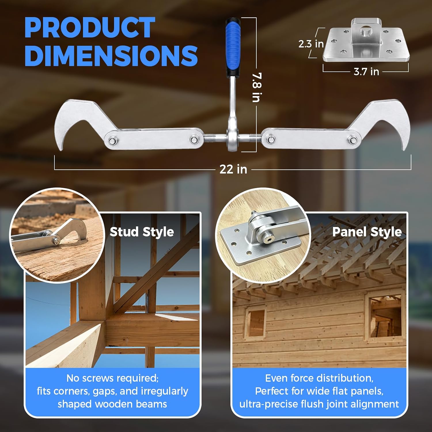 2‑Pack Beam Puller Tool, Adjustable Wall Puller Framing Tool