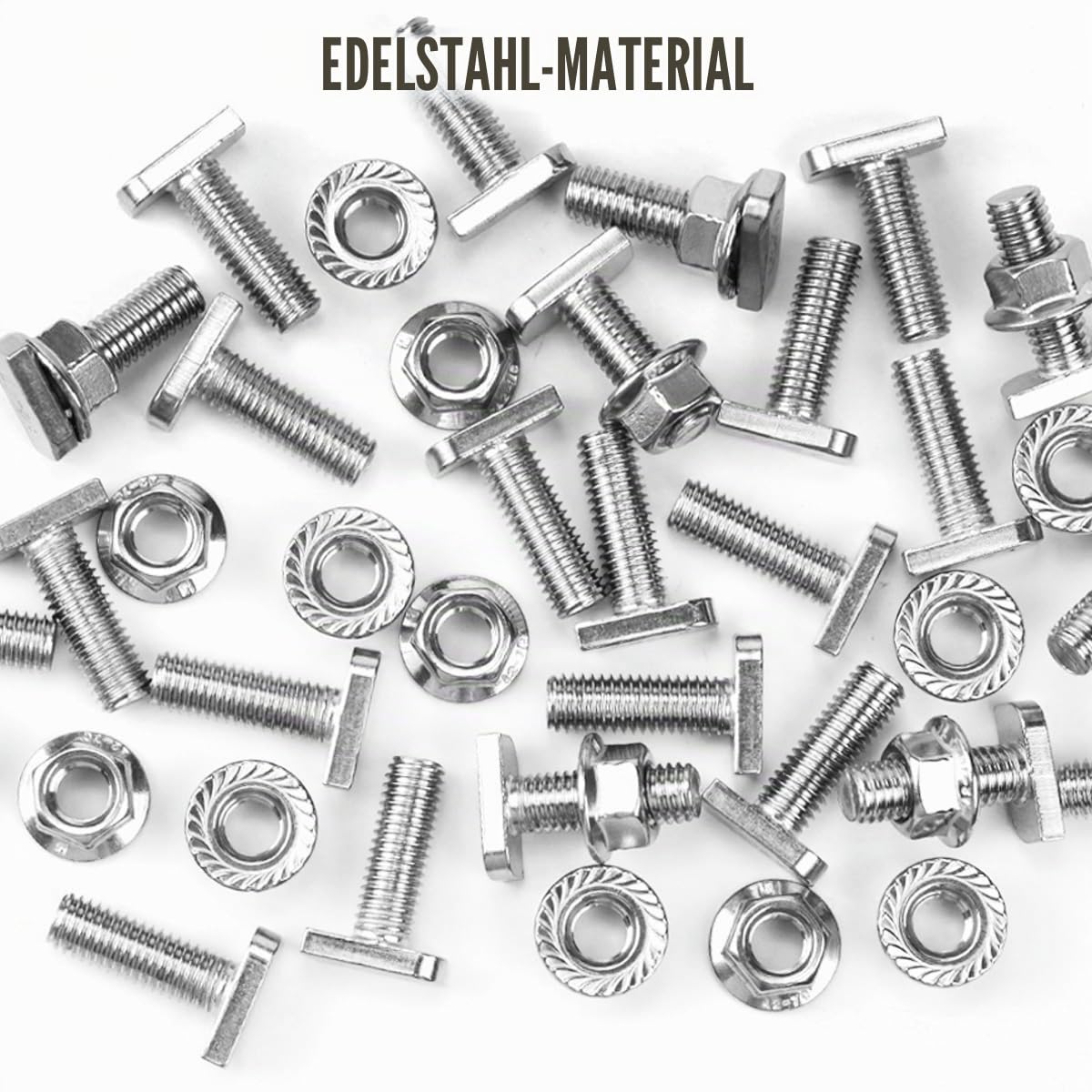 30 Stück Hammerkopfschrauben M10 Set,30mm Schrauben T Nut Bolzen, Edelstahl Photovoltaische Schrauben, mit 30 Stück M10 Hex Nuts With Flange, für Gewächshaus und Photovoltaik-Aluprofil