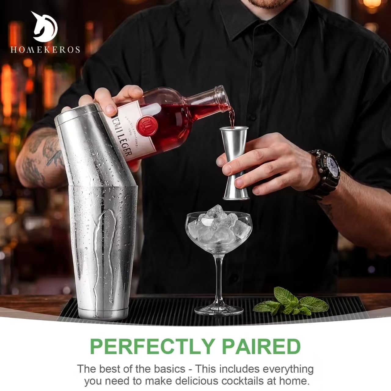 Juego de coctelera Boston de 550 ml y 850 ml, acero inoxidable 18/10, sin recubrimiento, accesorio de bar atemporal, apto para lavavajillas, para aficionados y profesionales, color plateado