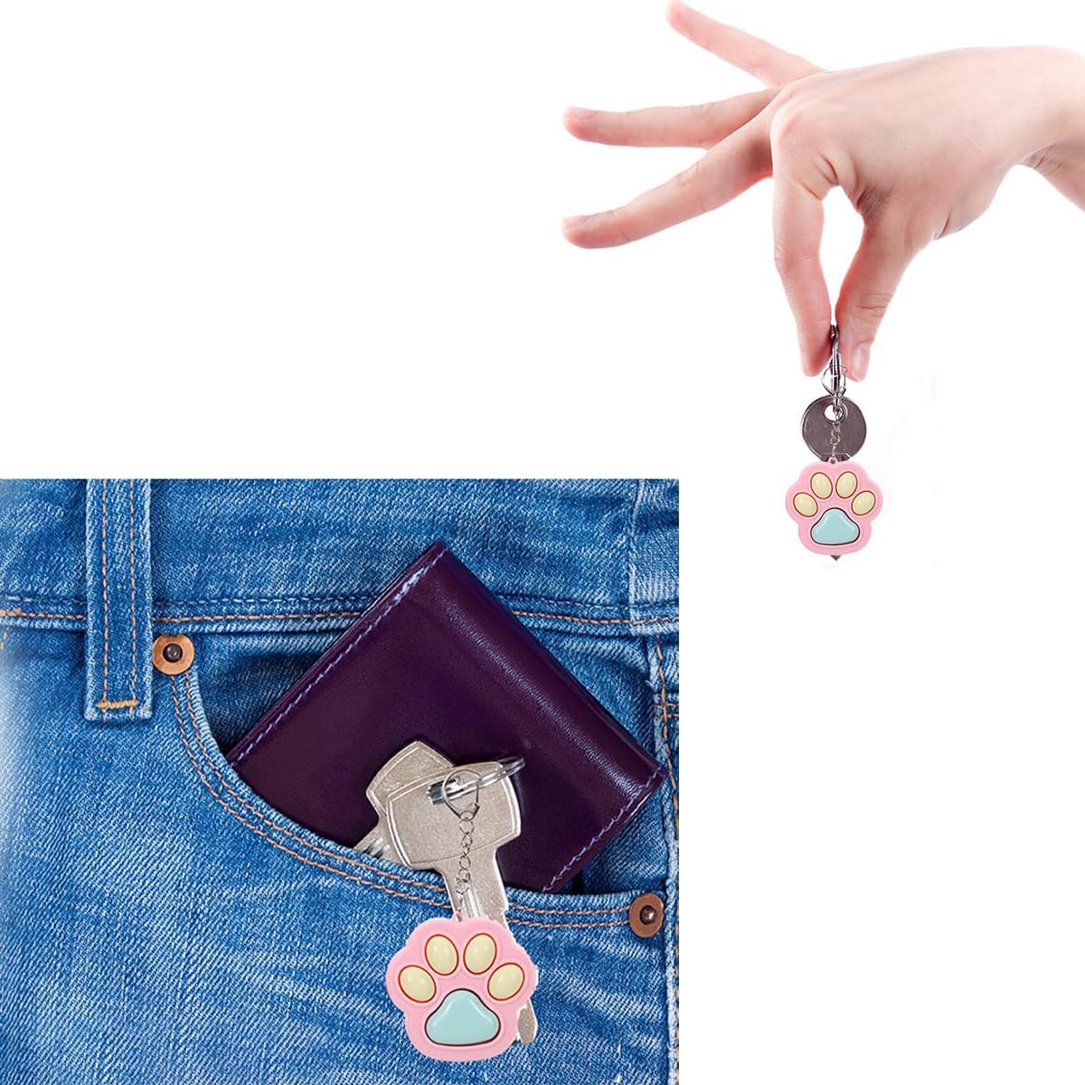 Zioyihan 3 Pcs Cat Paw Fidget Toys Fidget Keychain, Clicker Toys Mini Sensory Toy Anxiety and Stress Relief for Adults
