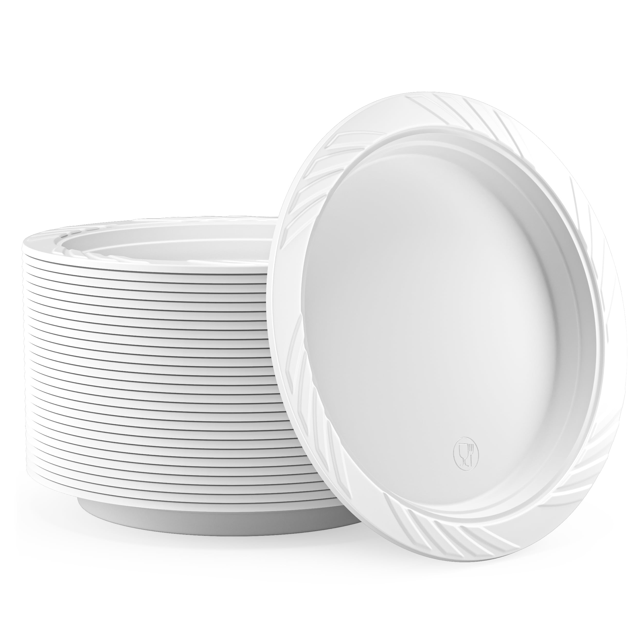 Shefa 200 White Plates, Reusable & Washable, Heavy Duty Dinnerware, Microwave-Safe Crockery - Ideal for Birthday, Parties, Camping, Catering (9 inch 200 Plates, White) — image 1