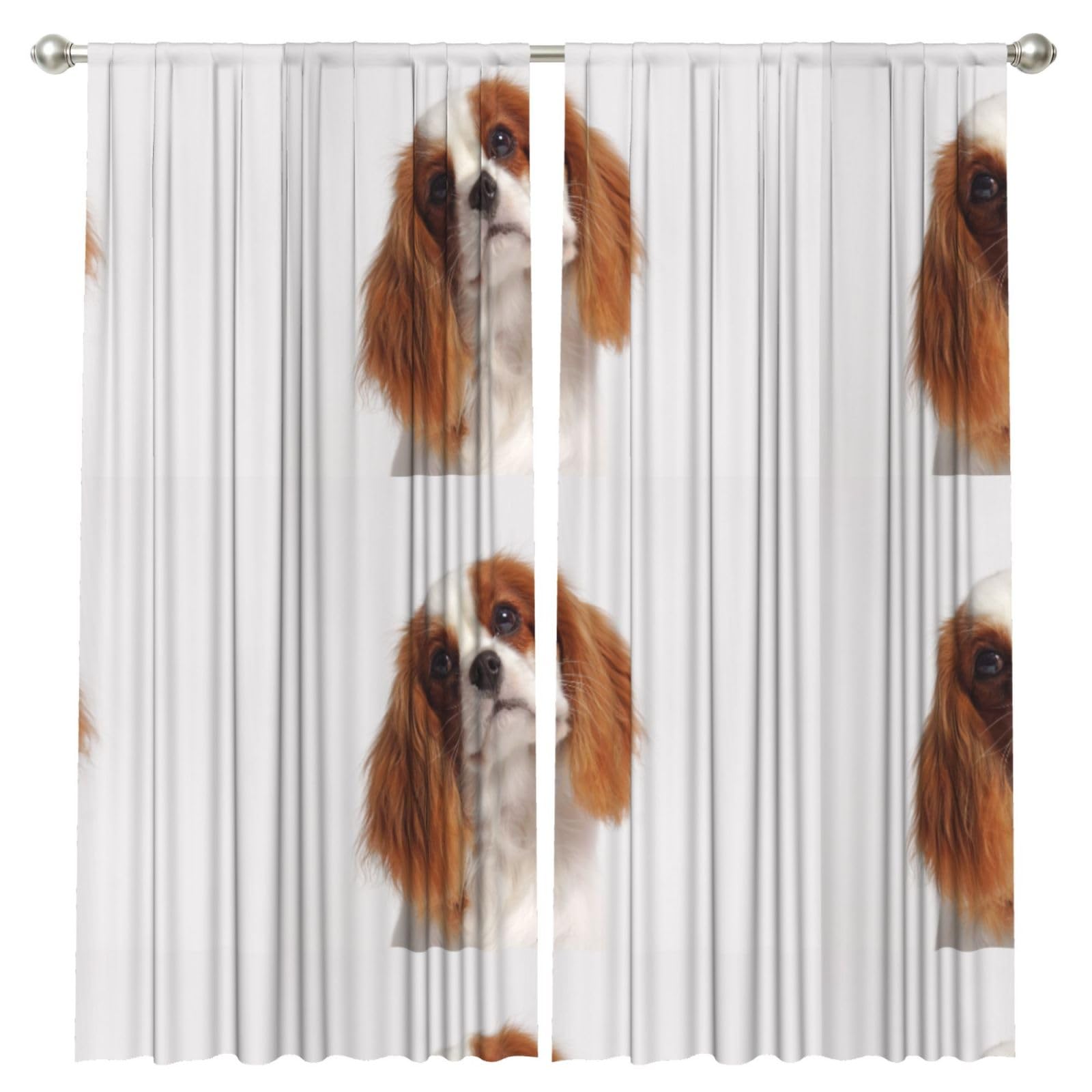 InOmak Cavalier King Charles Spaniel, 2 Panels Window Curtains 52 x 84 Inch Blackout Curtains for Living Room Bedroom