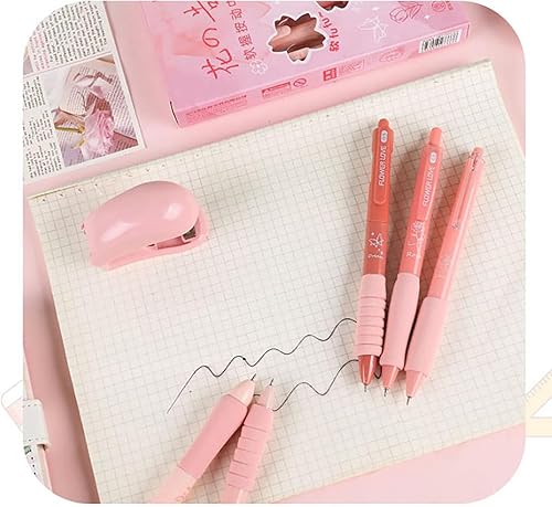 Miniatura 7 de 5 bolígrafos retráctiles rosados, bonitos bolígrafos estéticos de gel, tinta de agarre suave, con punta fina lisa de 0.020 in, suministros escolares