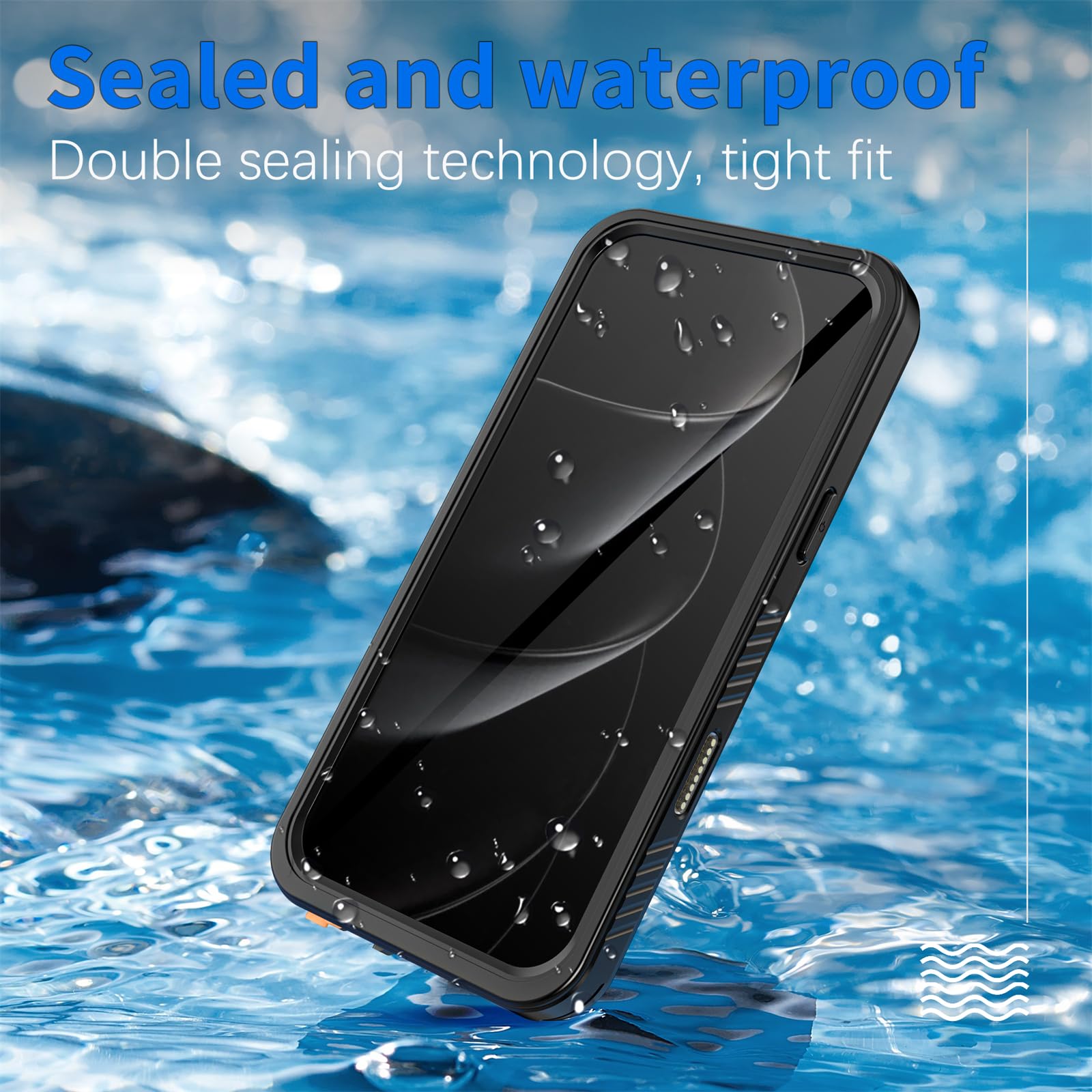 Funda impermeable para iPhone 17, compatible con MagSafe IP68, totalmente sellada bajo el agua, cuerpo completo, resistente, a prueba de golpes, funda protectora transparente, color negro