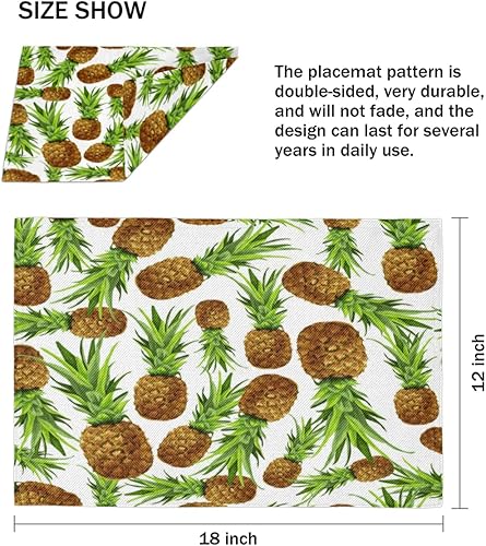Miniatura 4 de Pineapple Placemats Set of 4 Table Mats Washable Placemat Waterproof Place Mats for Party Home Dining Table Decor 18x12 in
