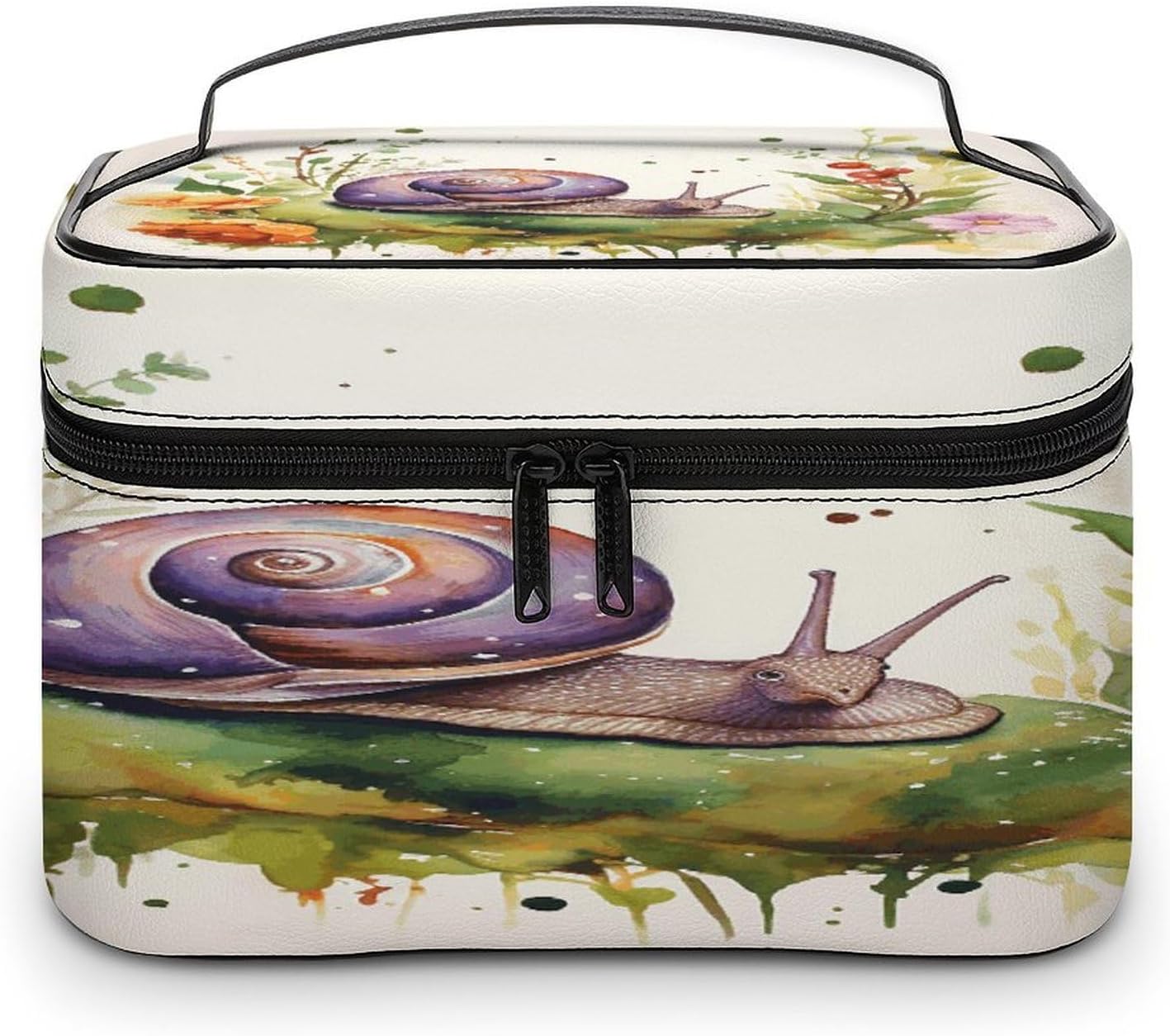 Lovely Snail Makeup Bag Personalized Makeup Pouch Large Capacity Hand-held Toiletry Bags Lightweight Travel Cosmetic Bag Portable Cosmetic Pouch for Women