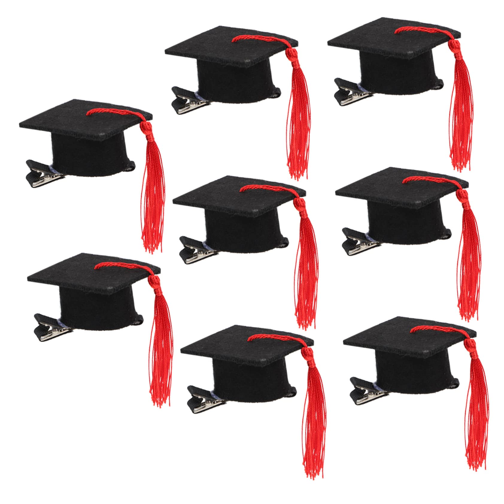 SOLUSTRE 8pezzi Cappello da Laurea Tema Forcina per Capelli Elementi di Laurea Fermaglio per Capelli in Stile Stagione delle Lauree Accessori per Foto