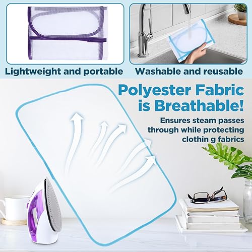 Miniatura 3 de 2 piezas de paño de prensado para tapete de planchado, paño de planchado para proteger la ropa, protector de malla para proteger la ropa,