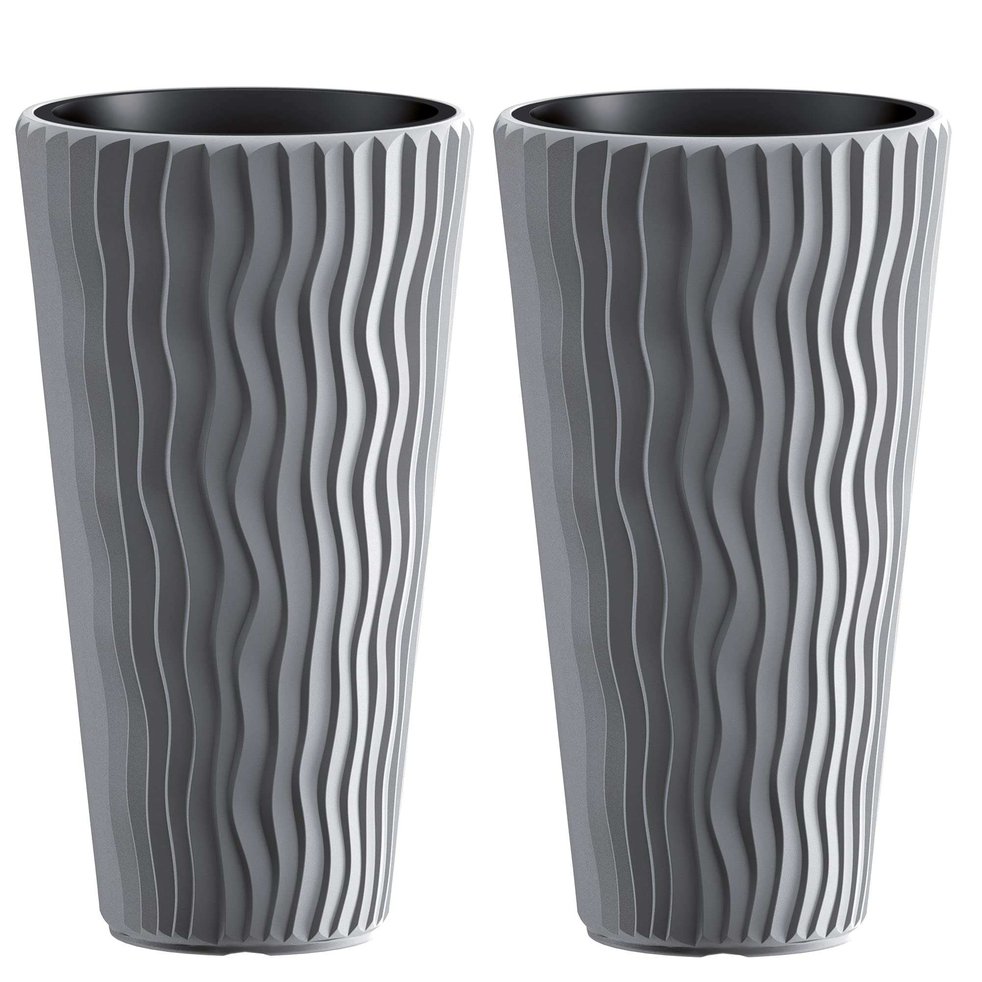 Urbnliving Stone Grey Stunning Sandy Slim Large Plant Pot Flower Planters Indoor Outdoor Garden (, 2)