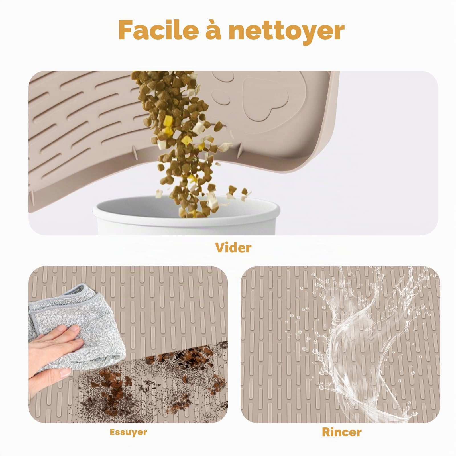 Tapis de Nourriture pour Chien, Extra Large, 101 x 71 cm, Tapis d'alimentation en Silicone pour Animaux de Compagnie de Petite, Moyenne et Grande Taille, antidérapant, Facile à Nettoyer
