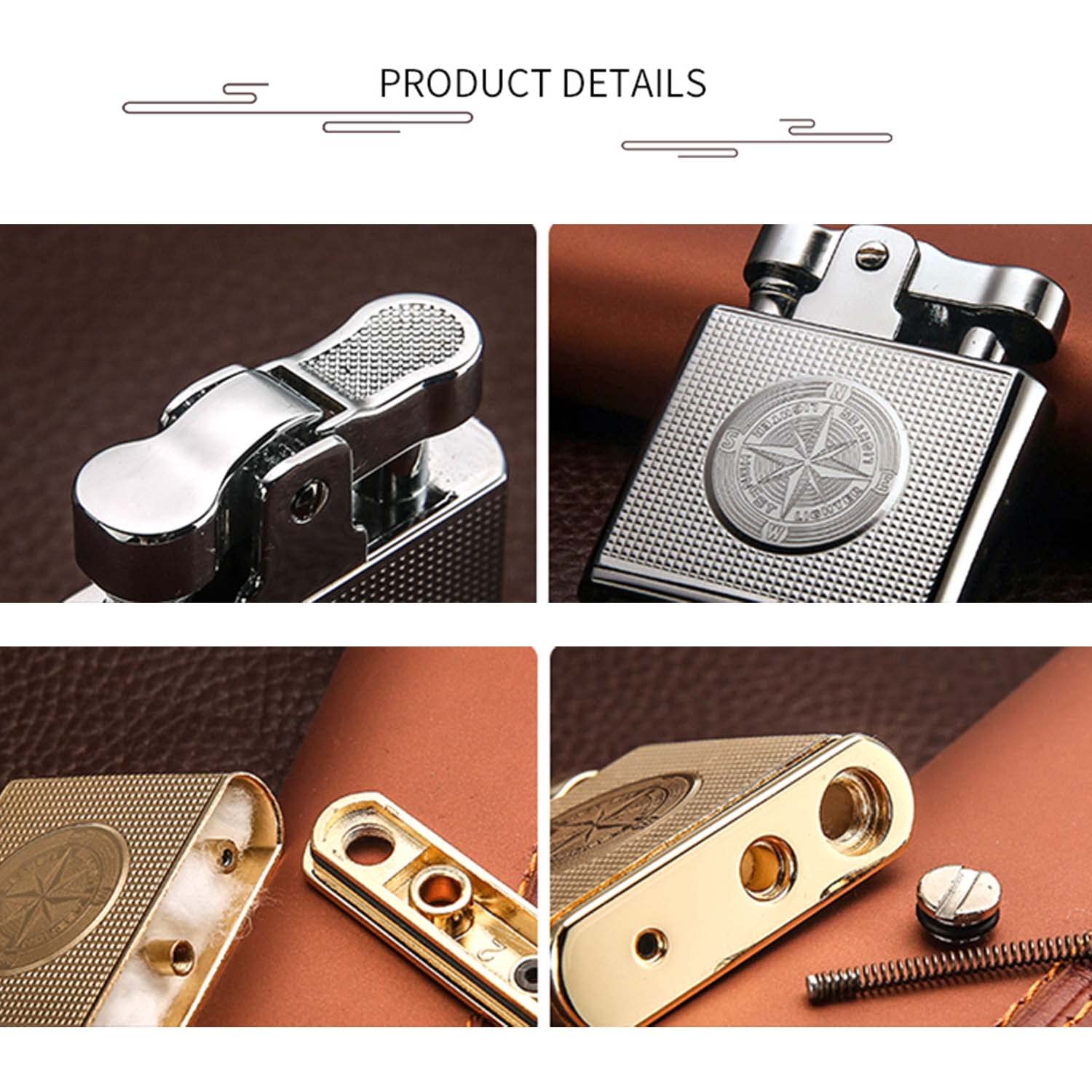 Briquet de Tranchée Antique Briquet Traditionnel en Coton Kérosène pour Homme Papa Mari (Carburant Non Inclus)