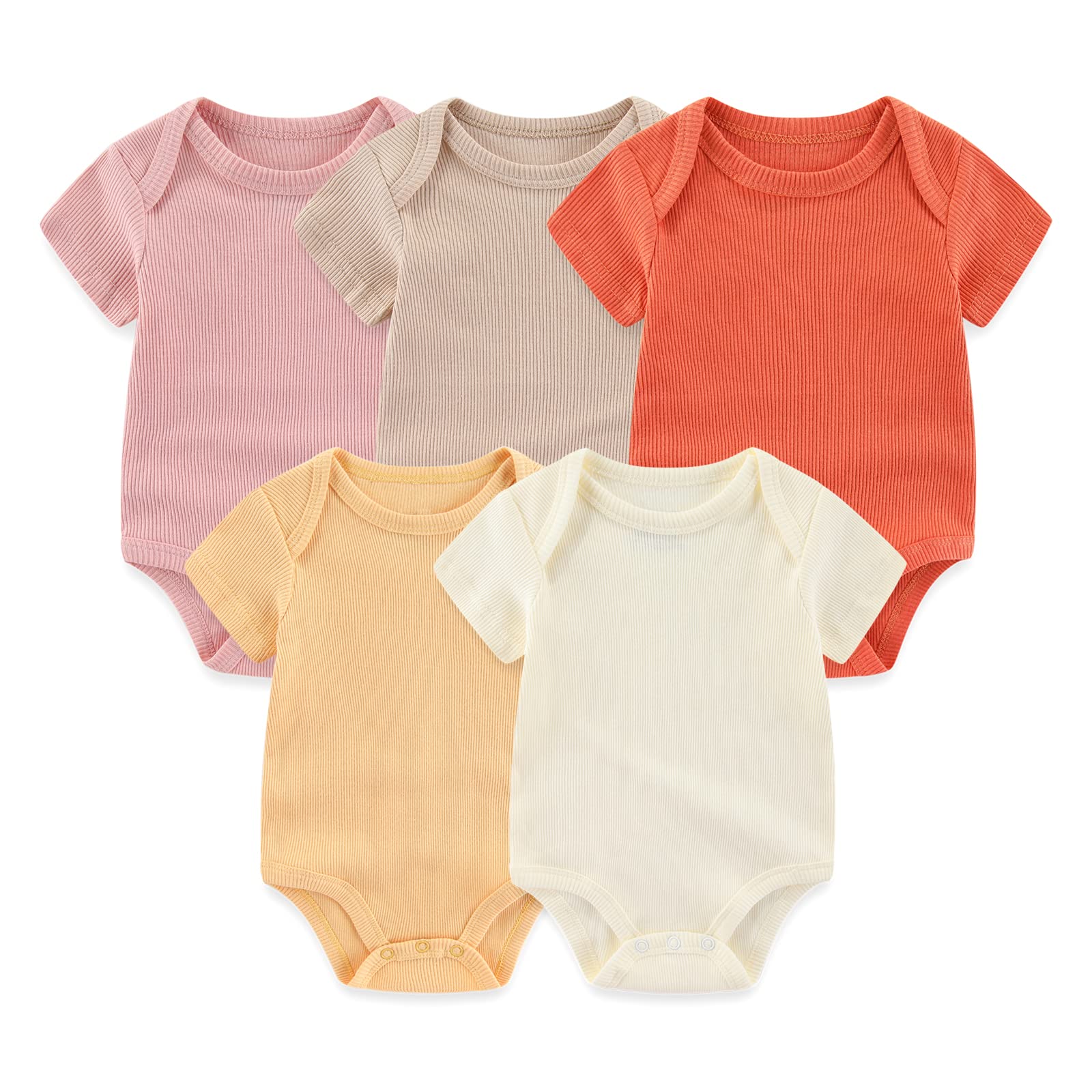 Chamie Baby Bodysuit Cotton Short Sleeve Vests for Newborn 5-Pack One-Piece Suit for Boy and Girl 0-12 Months… — view 18