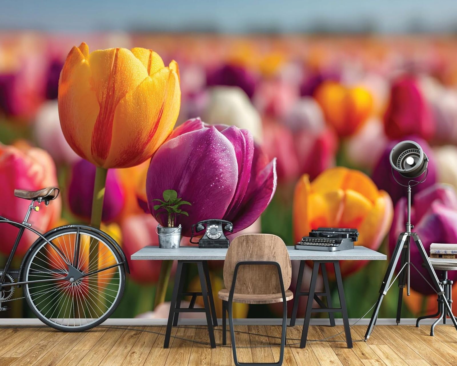 Kfjhgbdshhj 3D Mural Photo Mural-Wallpaper - Flowers - For Living Room Bedroom - 3D Effect - Tulip,350Cmx256cm Poster - Wall Sticker - Frameless Picture