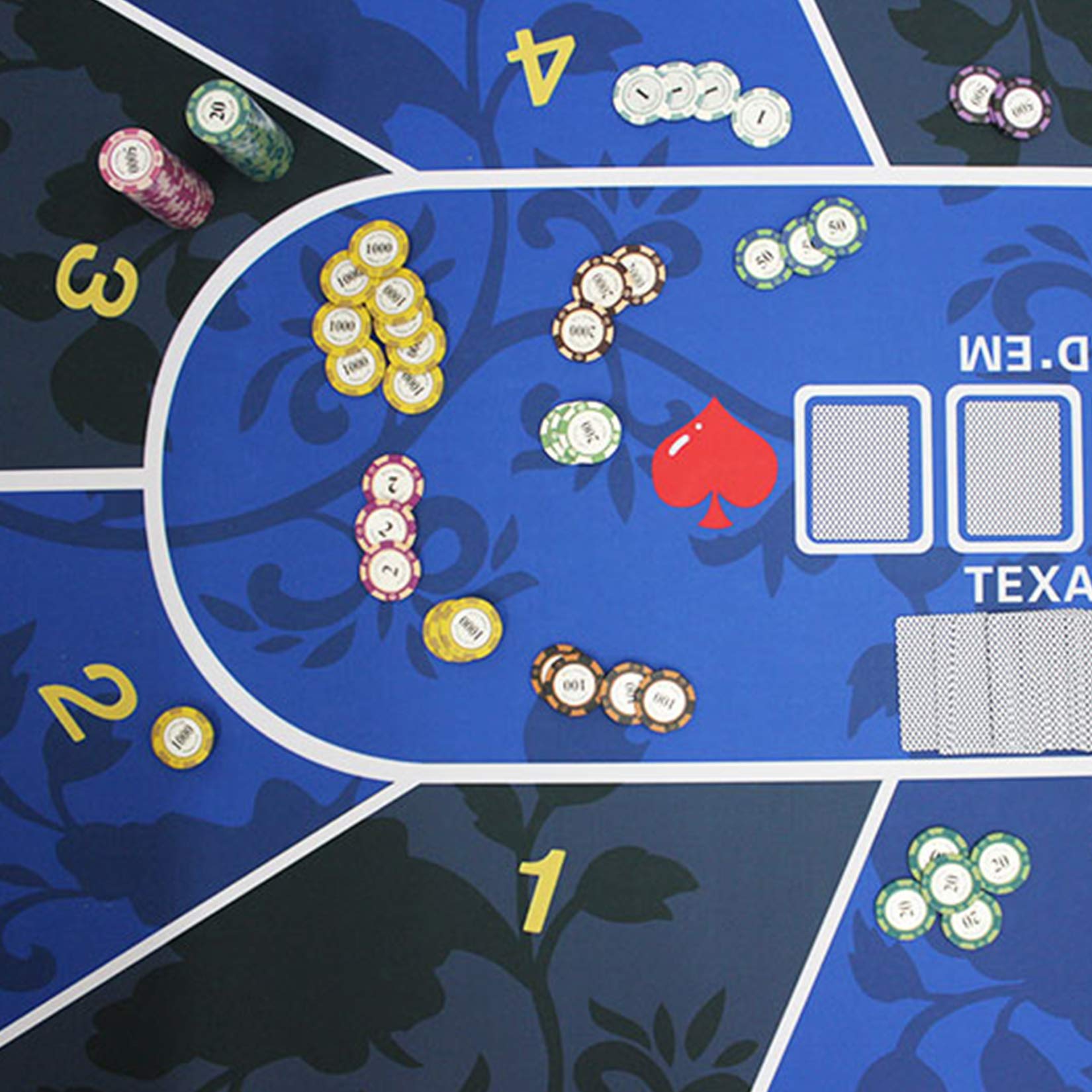 ORIENTOOLS Alfombrilla de póquer profesional de 90 x 180 x 0,2 cm, diseño de mesa de póquer portátil, mesa de póquer para jugar a las cartas, juegos de póquer (azul)