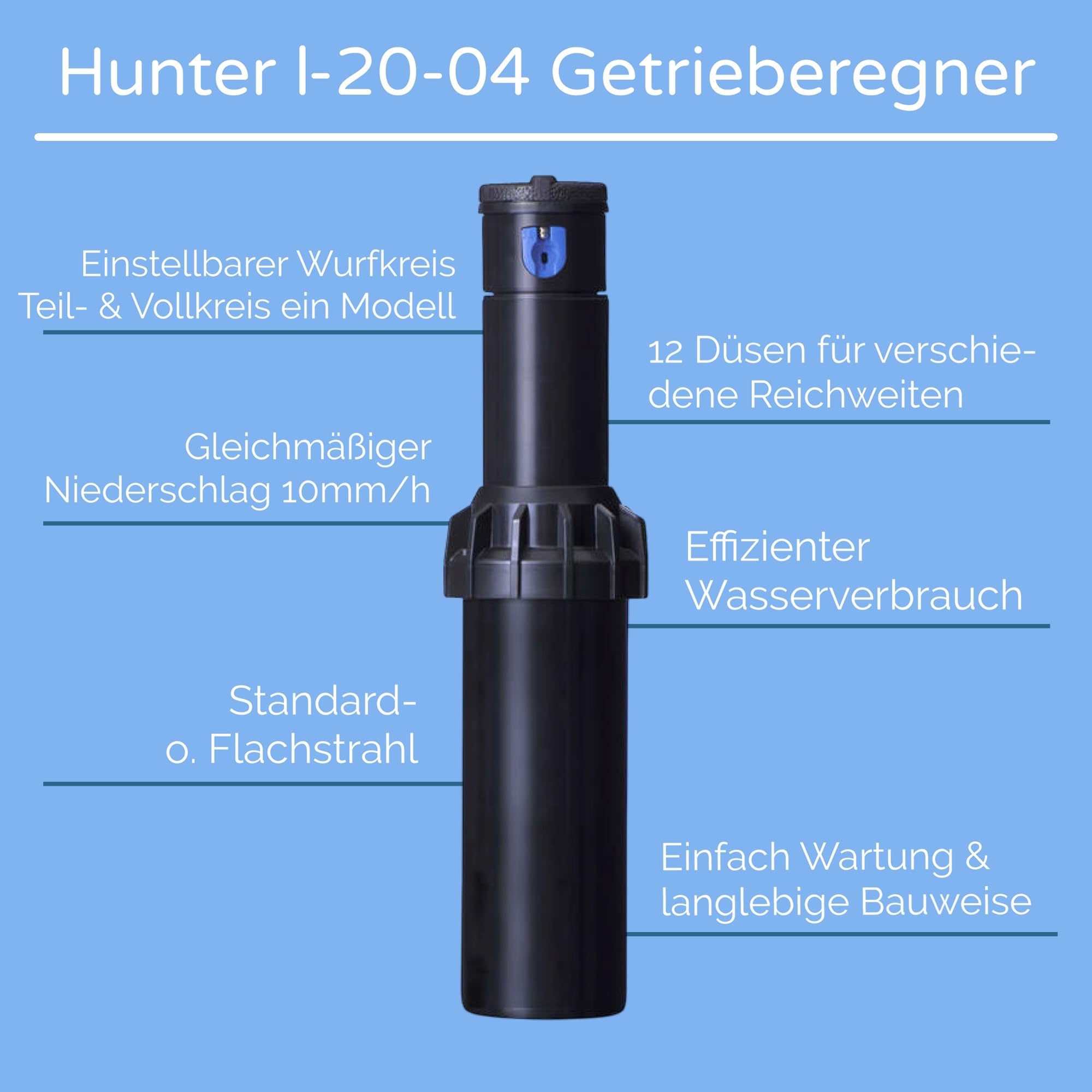 Hunter I-20-04 Getrieberegner Profi-Installations-Set für Bewässerung (4 Regner)