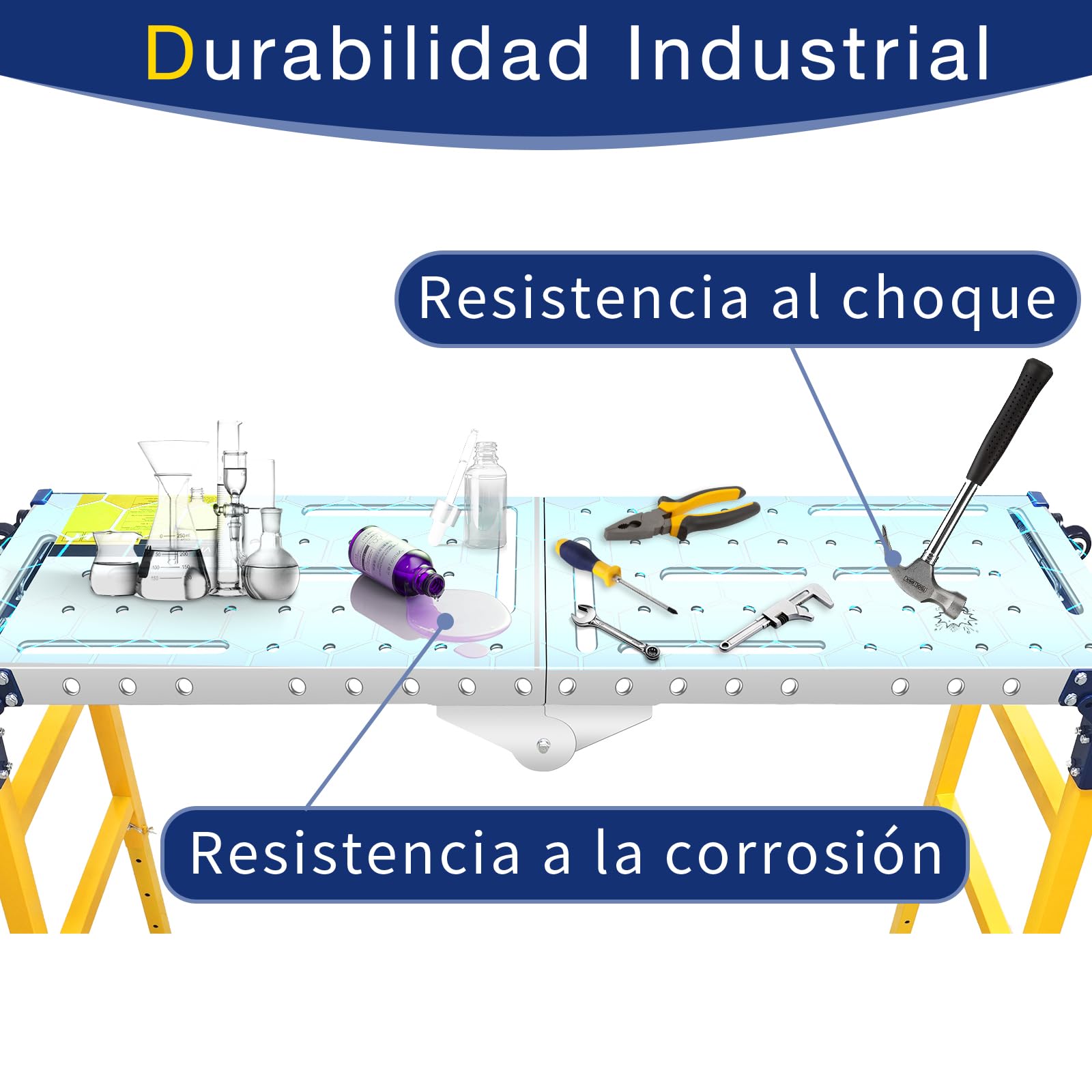 VKE Plataforma de Trabajo 140 × 36 × 110 CM de Chapa Galvanizada, 500 KG de Capacidad de Carga, Andamio Portátil, Escalera Andamio Plegable con 4 Ruedas Universales, Regulable en Altura